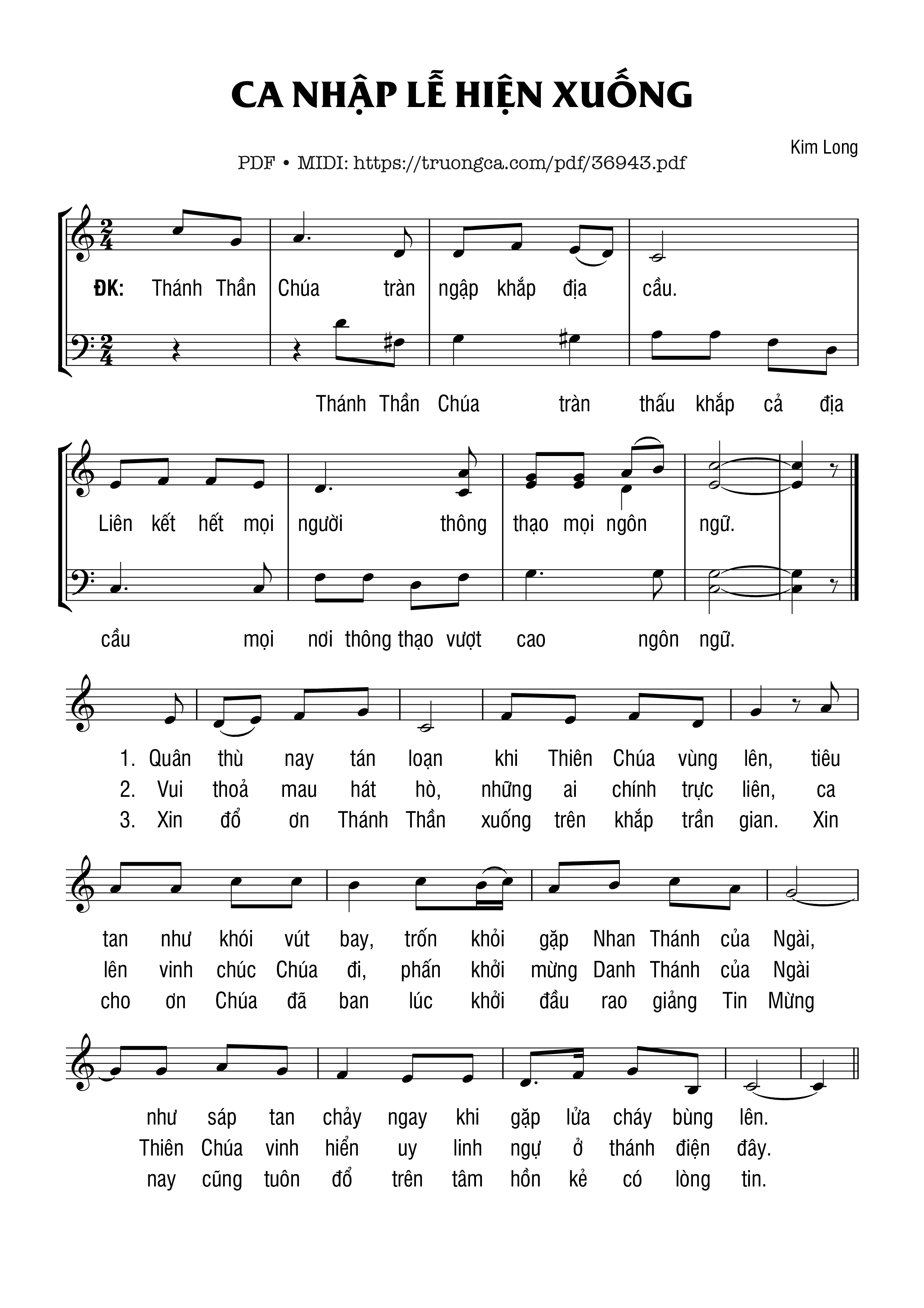 Page 1 of Sheet music PDF Ca Nhập Lễ Chúa Thánh Thần Hiện Xuống - Kim Long