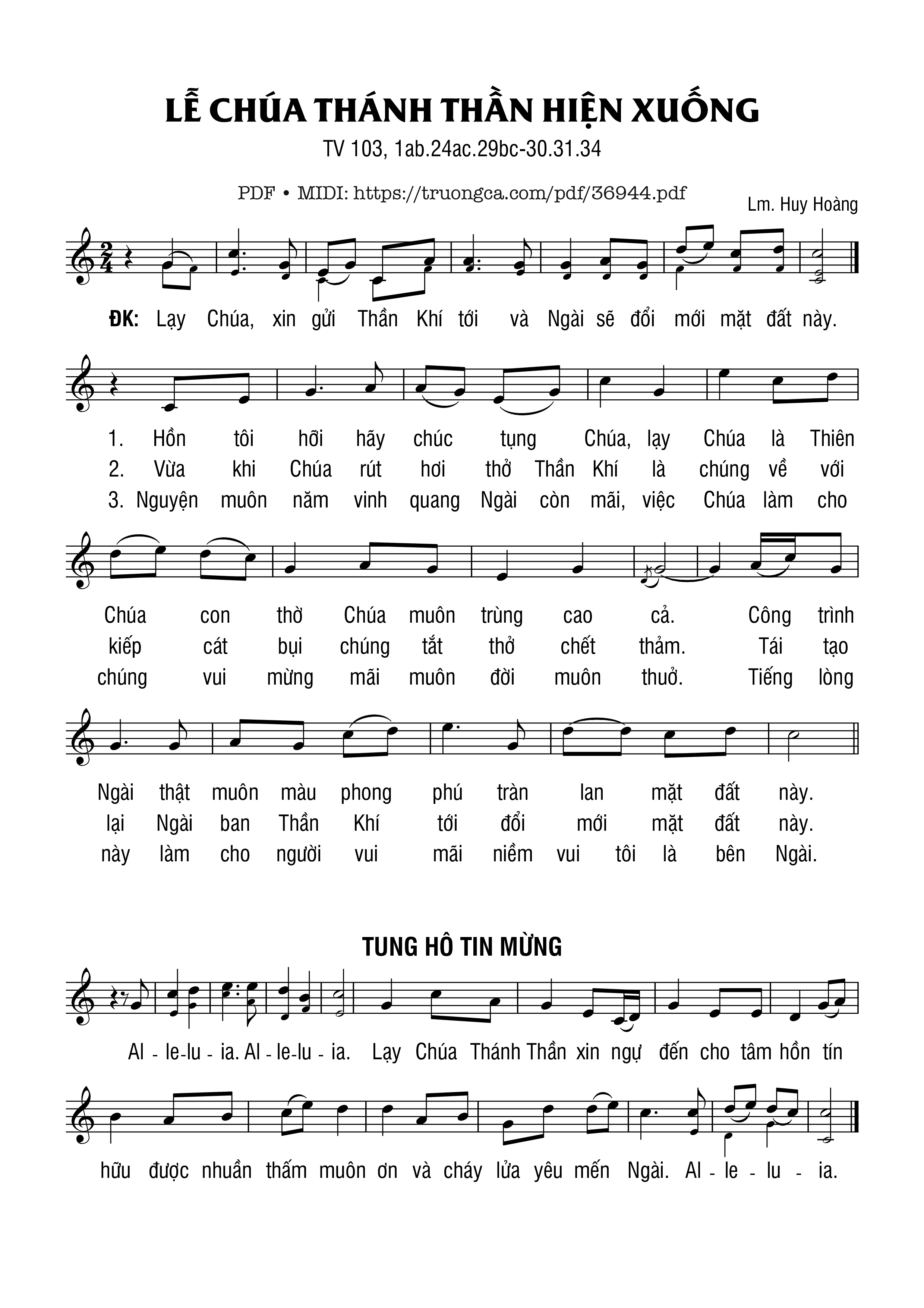 Page 1 of Sheet music PDF Thánh Vịnh 103, Lễ Chúa Thánh Thần Hiện Xuống - Huy Hoàng