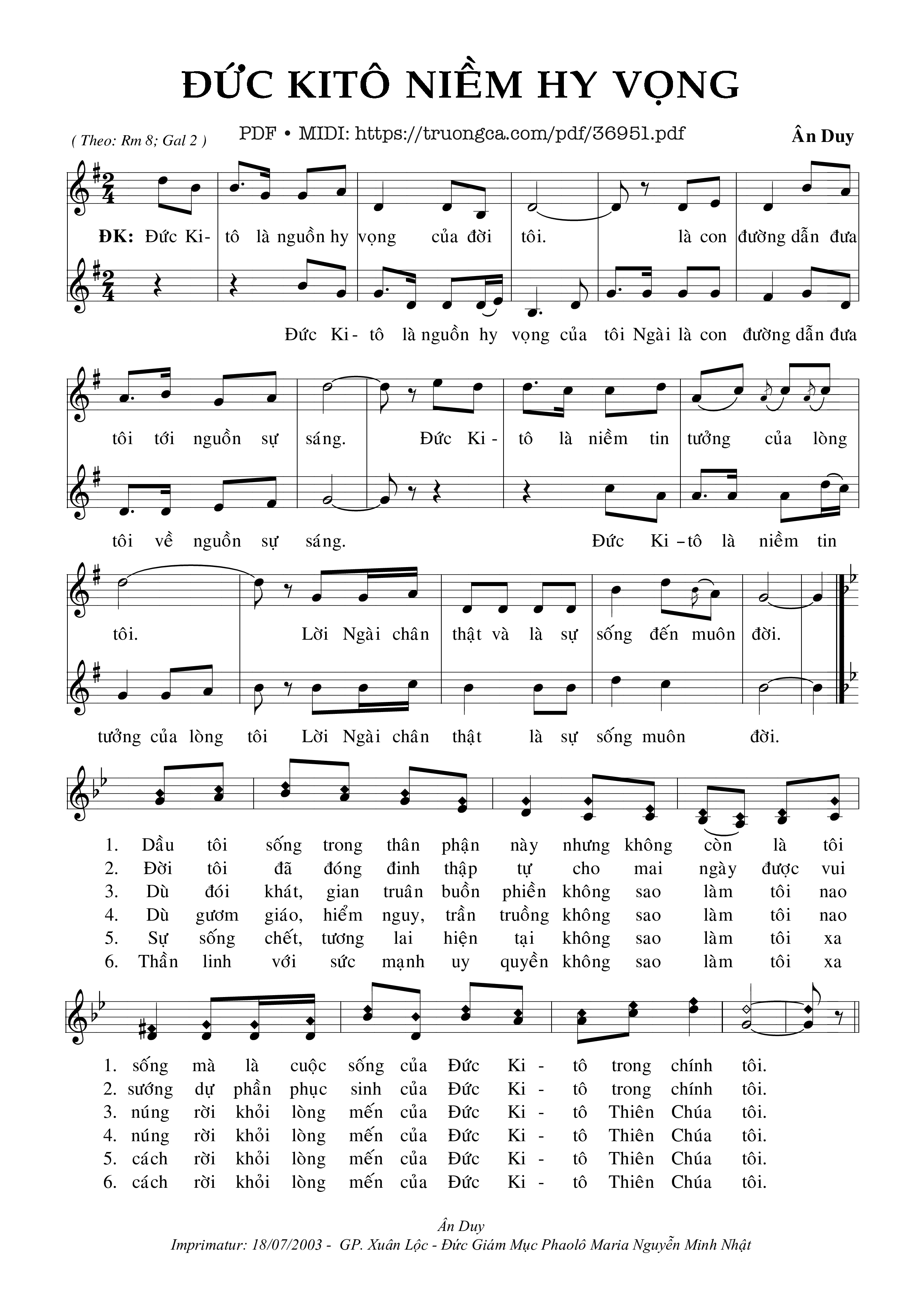 Page 1 of Sheet music PDF Đức Kitô Niềm Hy Vọng - Ân Duy