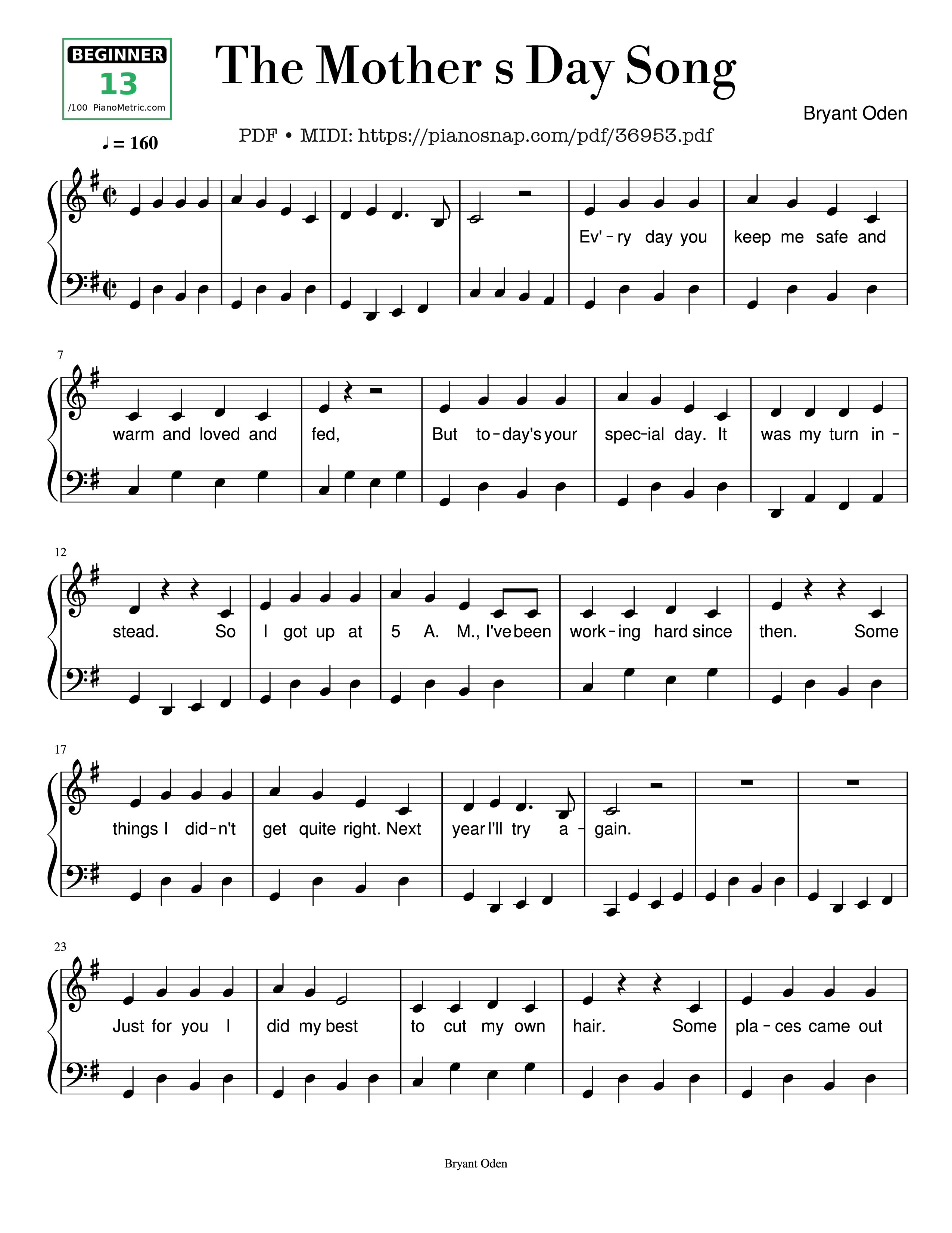 Page 1 of Sheet music PDF Piano The Mother