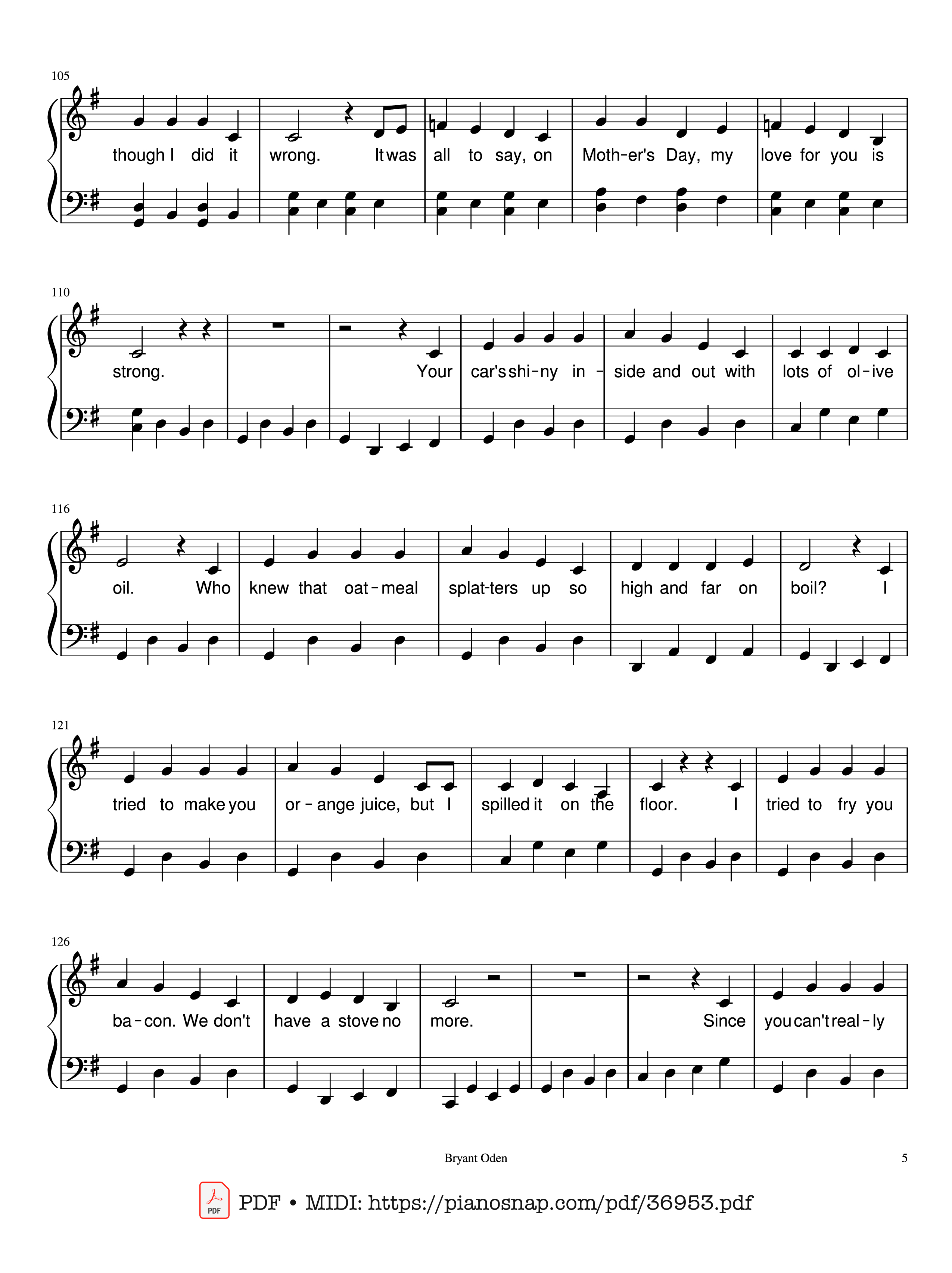Page 5 of Sheet music PDF Piano The Mother