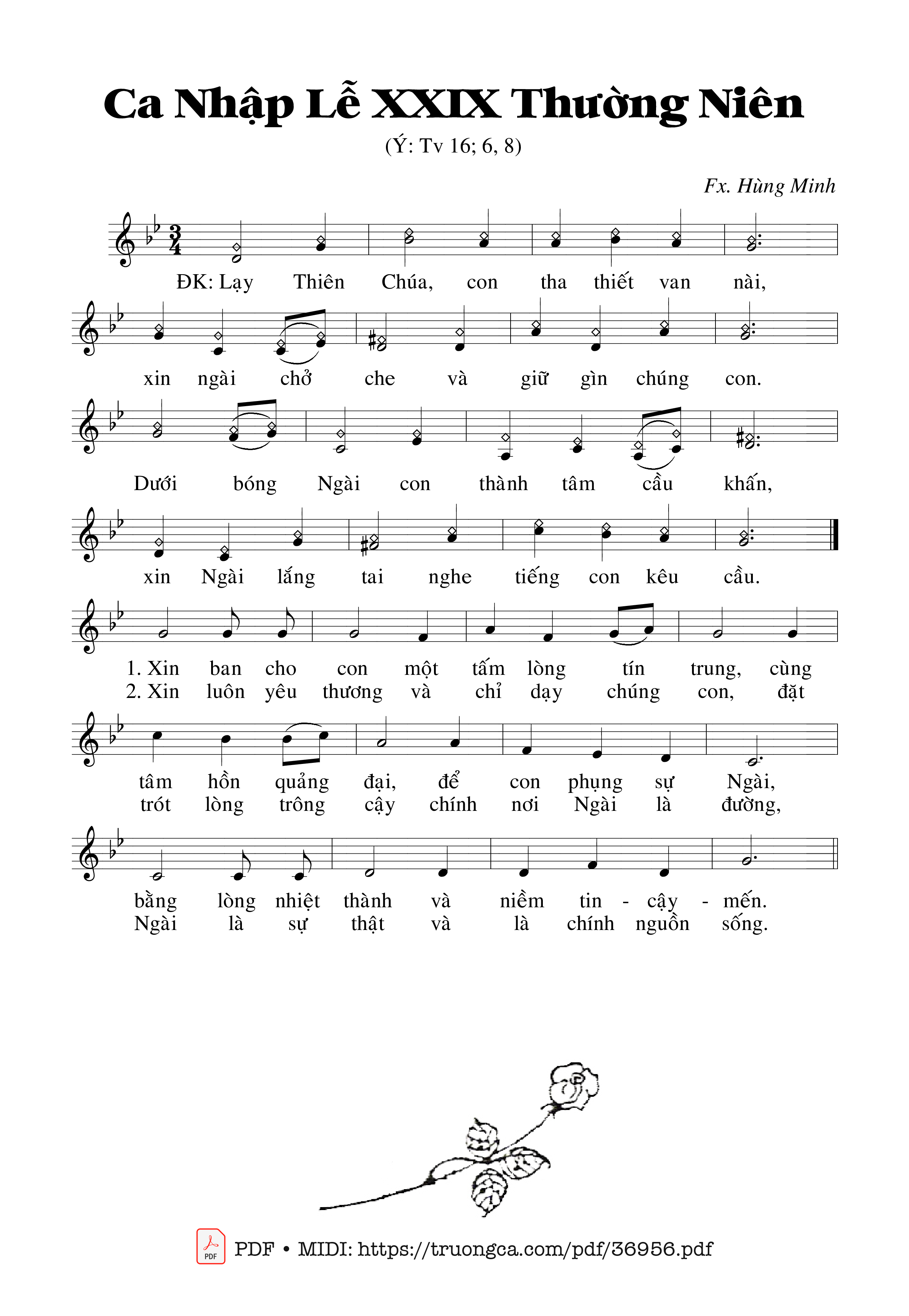 Page 1 of Sheet music PDF Thánh Vịnh 16, Ca Nhập Lễ 29 Thường Niên - Trần Hùng Minh
