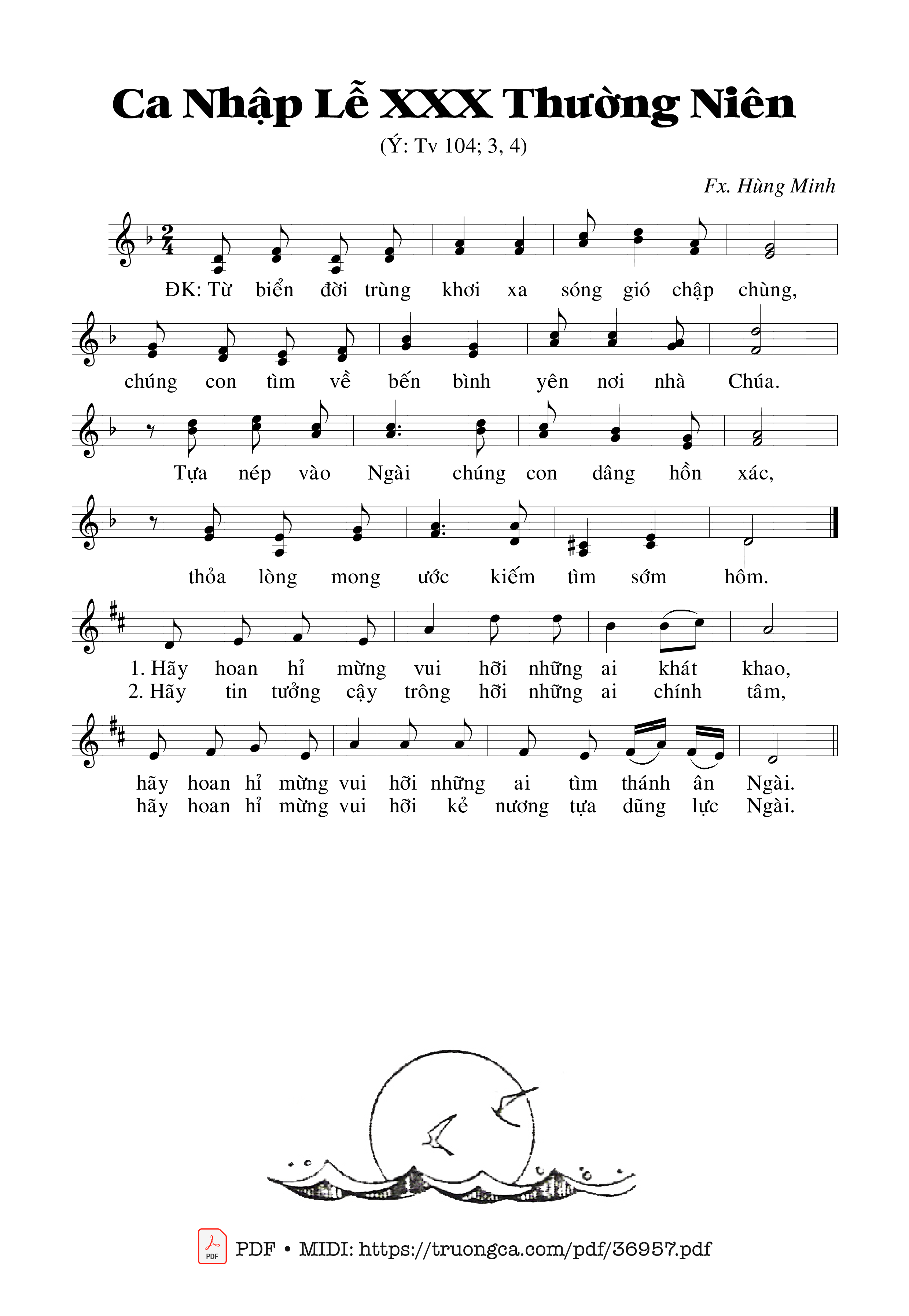 Page 1 of Sheet music PDF Thánh Vịnh 104, Ca Nhập Lễ 30 Thường Niên - Trần Hùng Minh