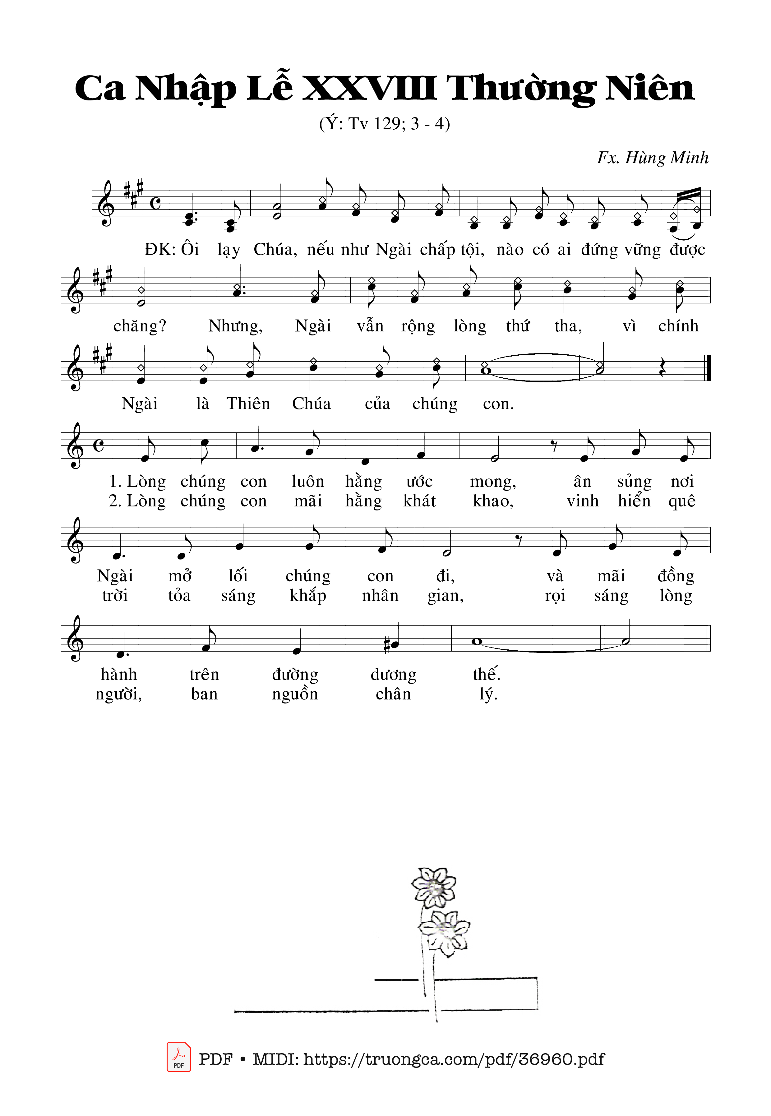 Page 1 of Sheet music PDF Thánh Vịnh 129, Ca Nhập Lễ 28 Thường Niên - Trần Hùng Minh