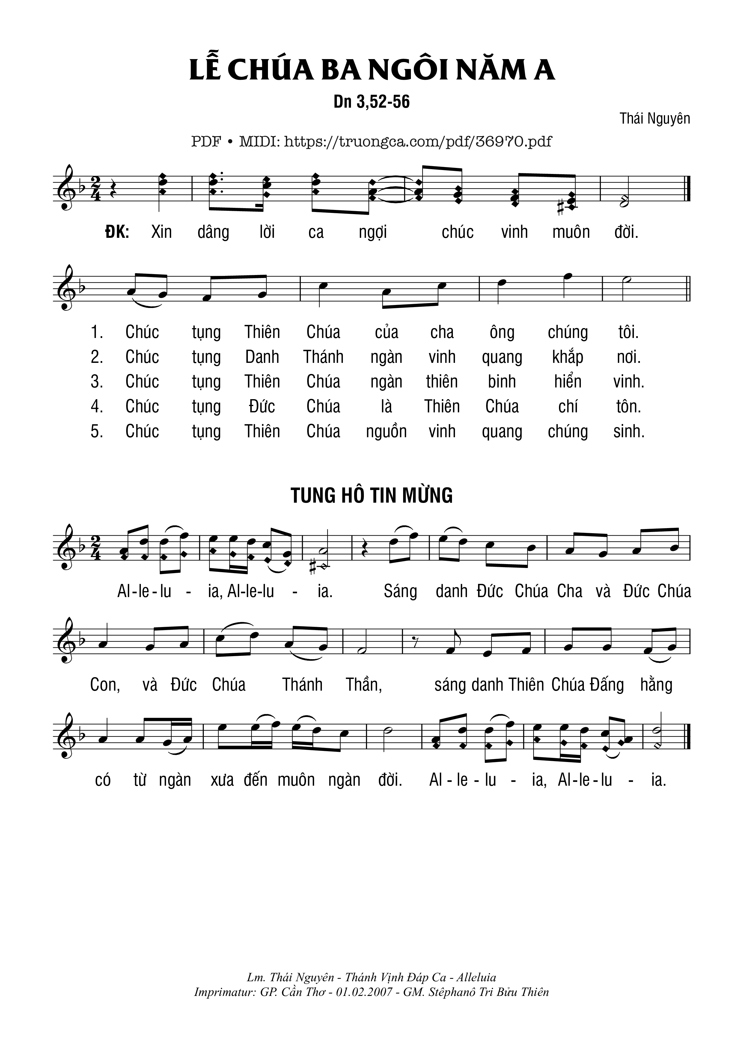 Page 1 of Sheet music PDF Lễ Chúa Ba Ngôi Năm A (Dn. 3) - Thái Nguyên