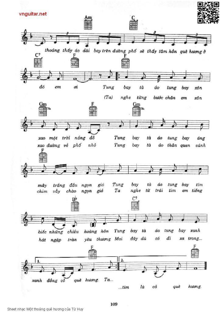 Page 2 of Sheet music PDF Một thoáng quê hương - Từ Huy