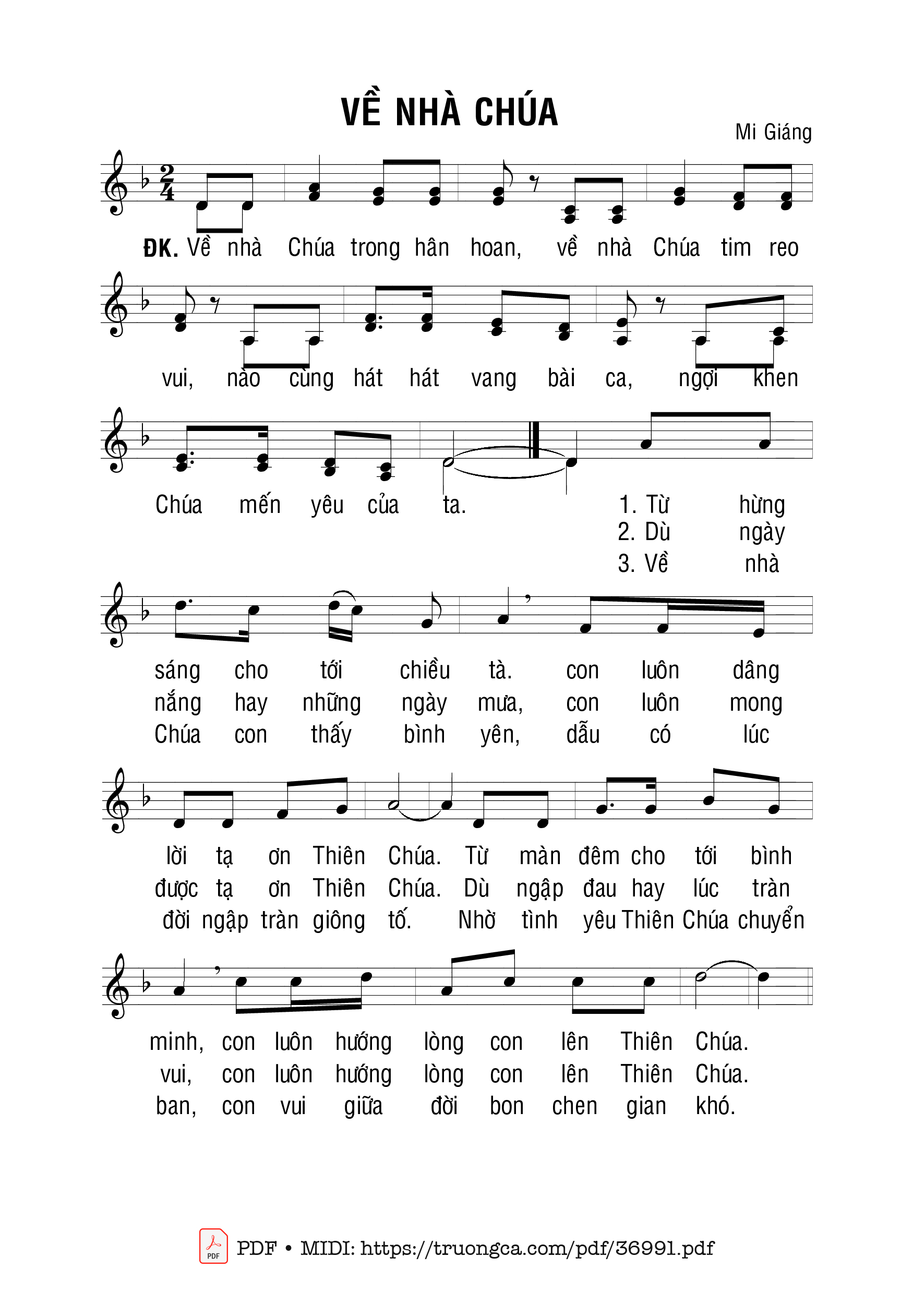 Page 1 of Sheet music PDF Về Nhà Chúa - Hải Nguyễn