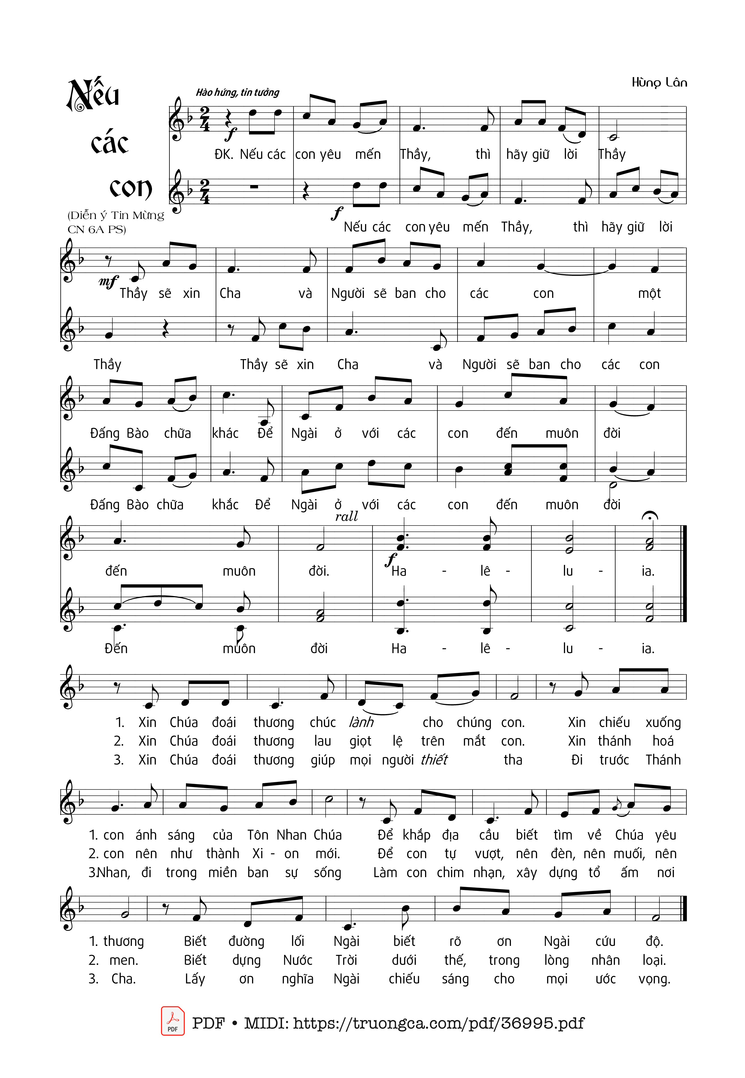 Page 1 of Sheet music PDF Nếu Các Con - Hùng Lân