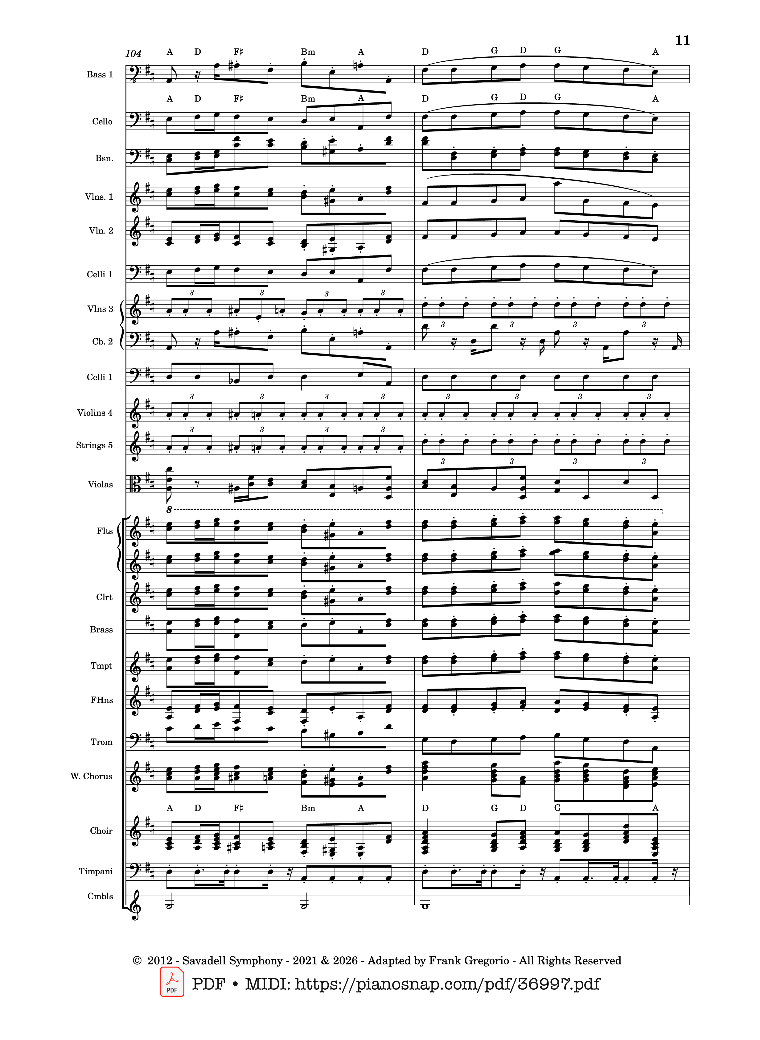 Page 11 of Sheet music PDF Symphony No.9 Ode to Joy, Flash Mob Rendition - Composed by L. Beethoven