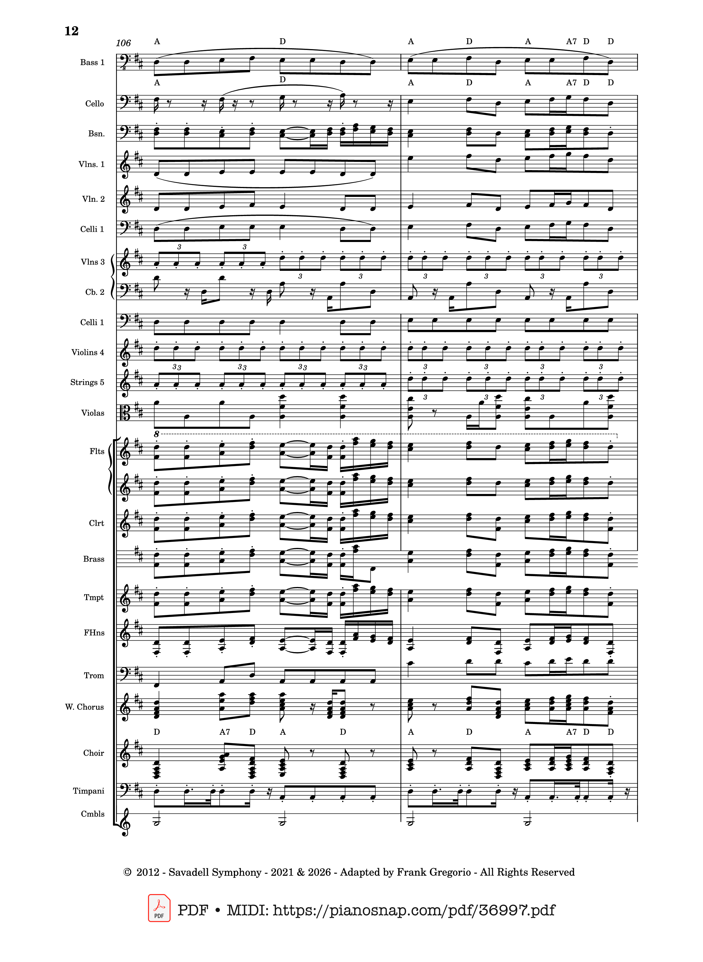 Page 12 of Sheet music PDF Symphony No.9 Ode to Joy, Flash Mob Rendition - Composed by L. Beethoven