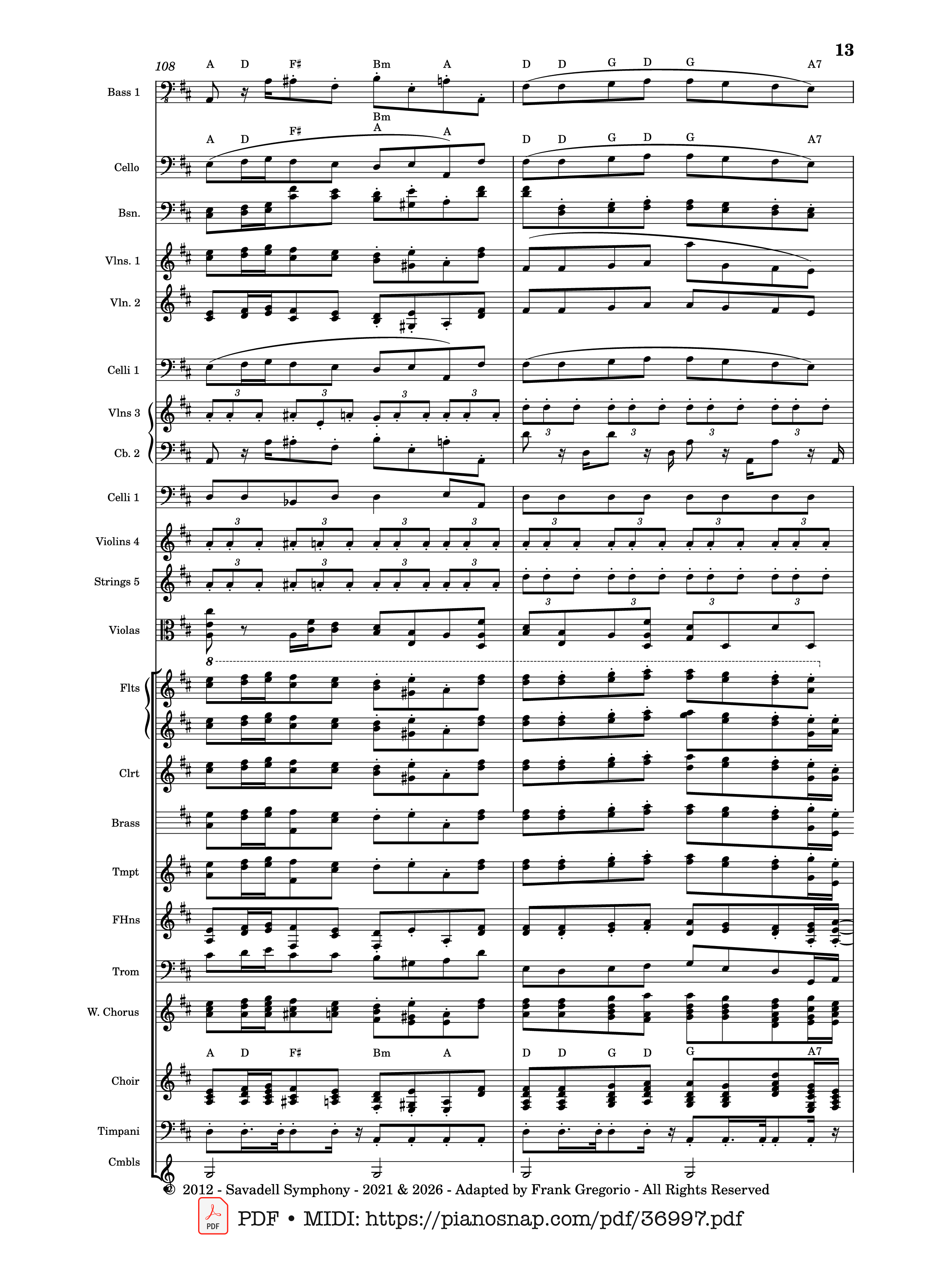 Page 13 of Sheet music PDF Symphony No.9 Ode to Joy, Flash Mob Rendition - Composed by L. Beethoven