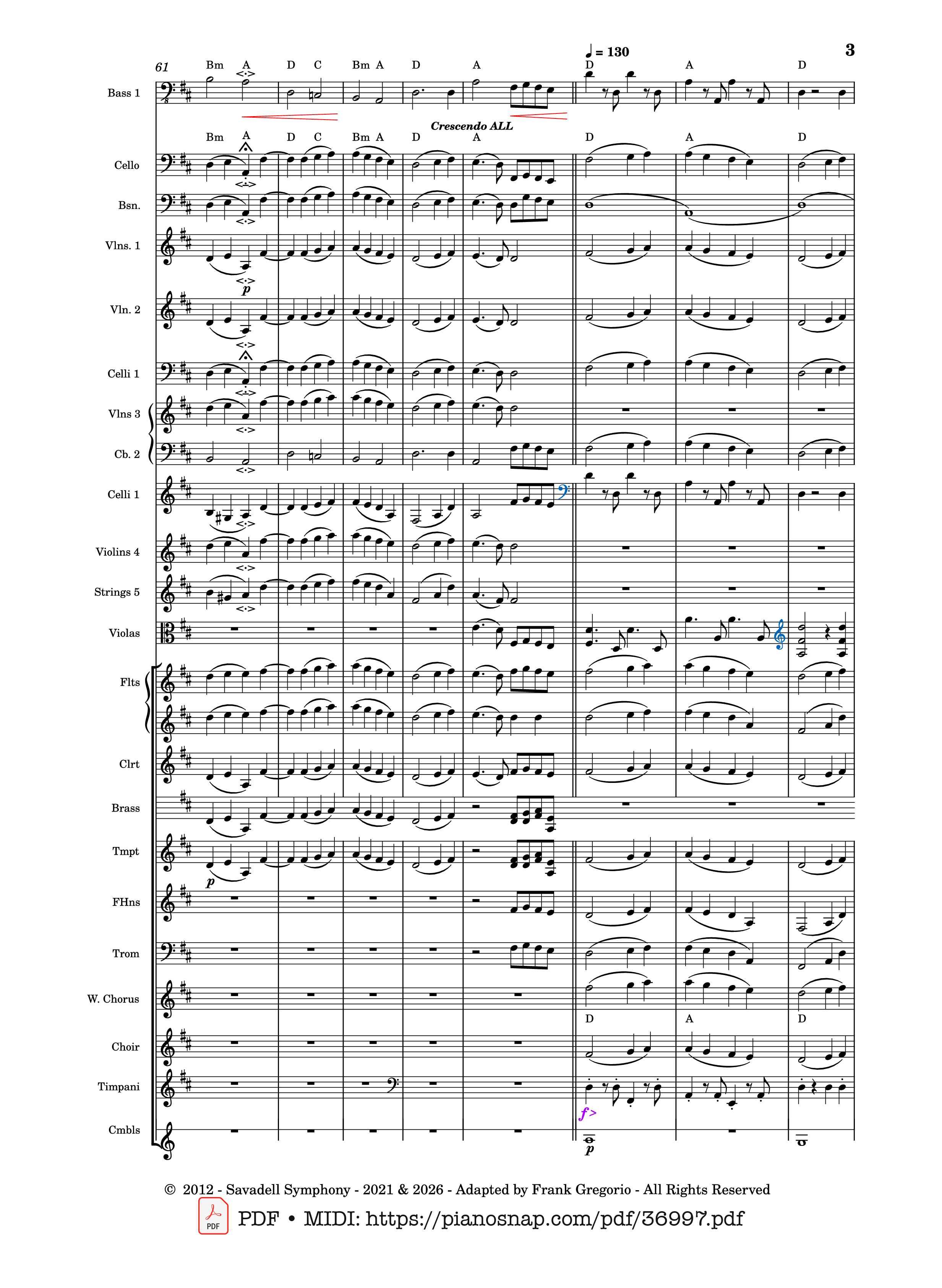 Page 3 of Sheet music PDF Symphony No.9 Ode to Joy, Flash Mob Rendition - Composed by L. Beethoven