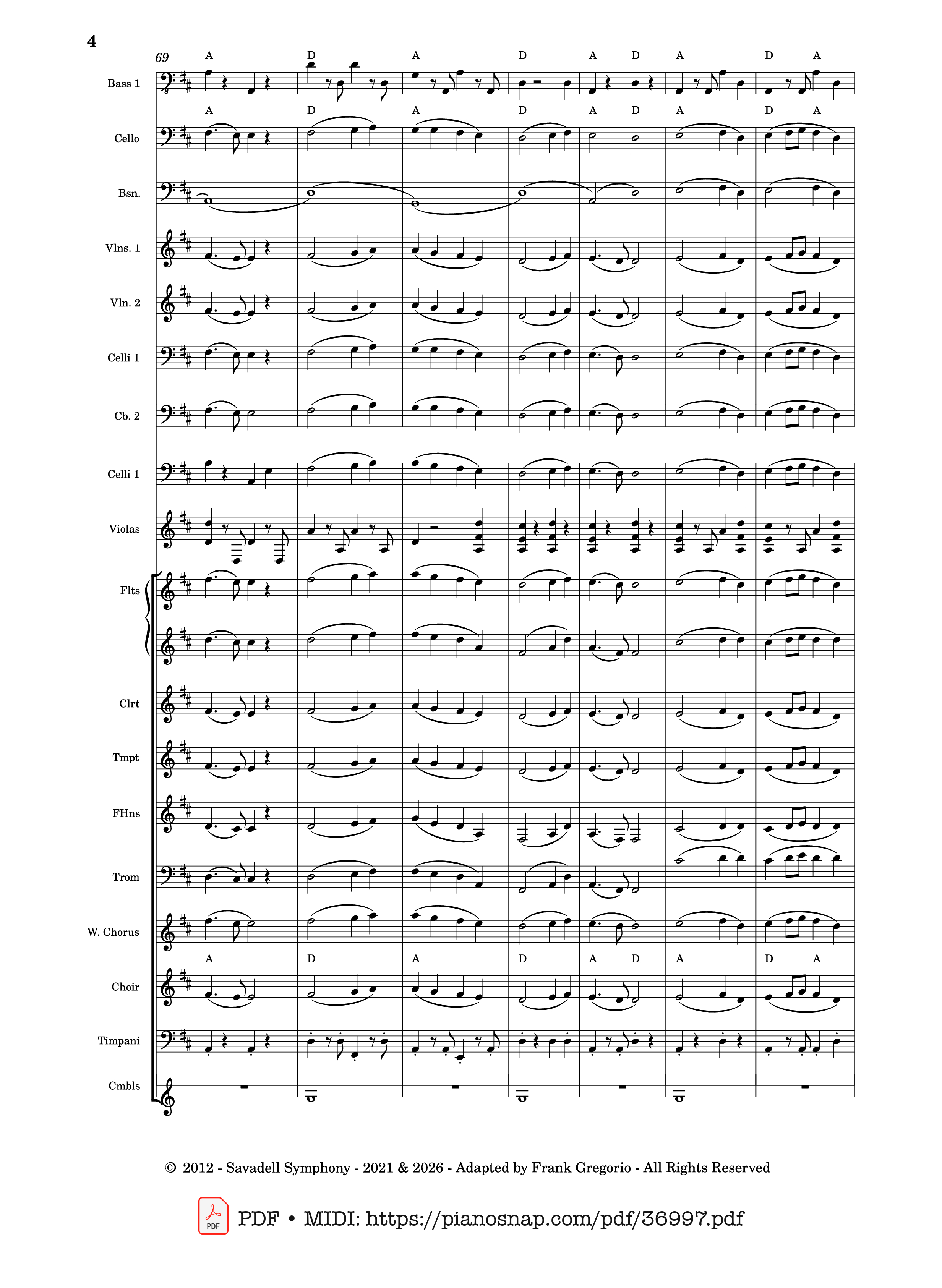 Page 4 of Sheet music PDF Symphony No.9 Ode to Joy, Flash Mob Rendition - Composed by L. Beethoven