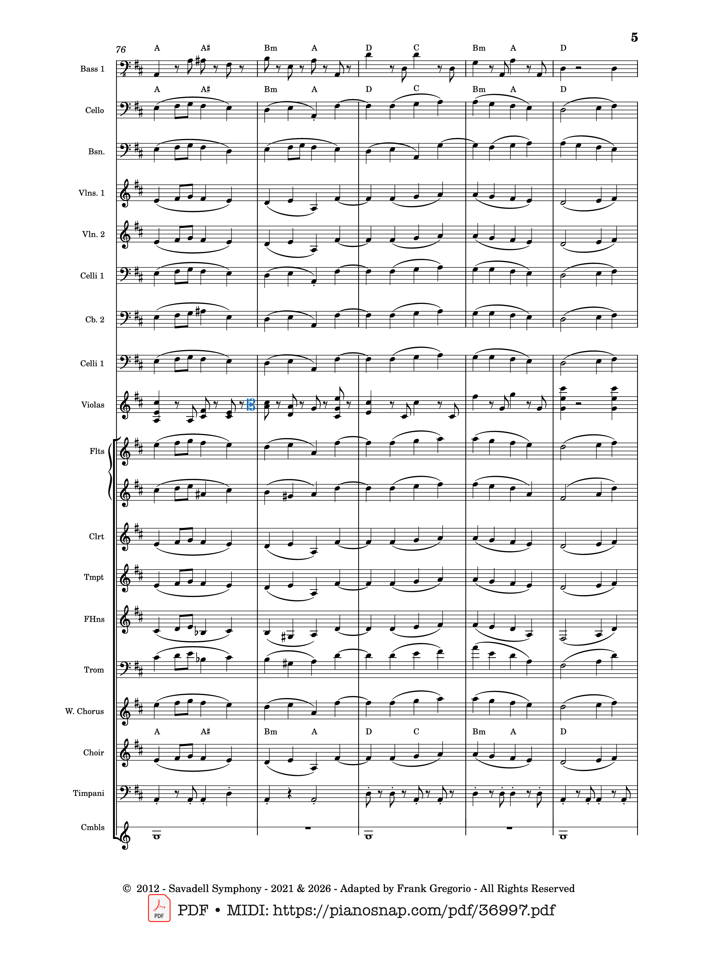 Page 5 of Sheet music PDF Symphony No.9 Ode to Joy, Flash Mob Rendition - Composed by L. Beethoven