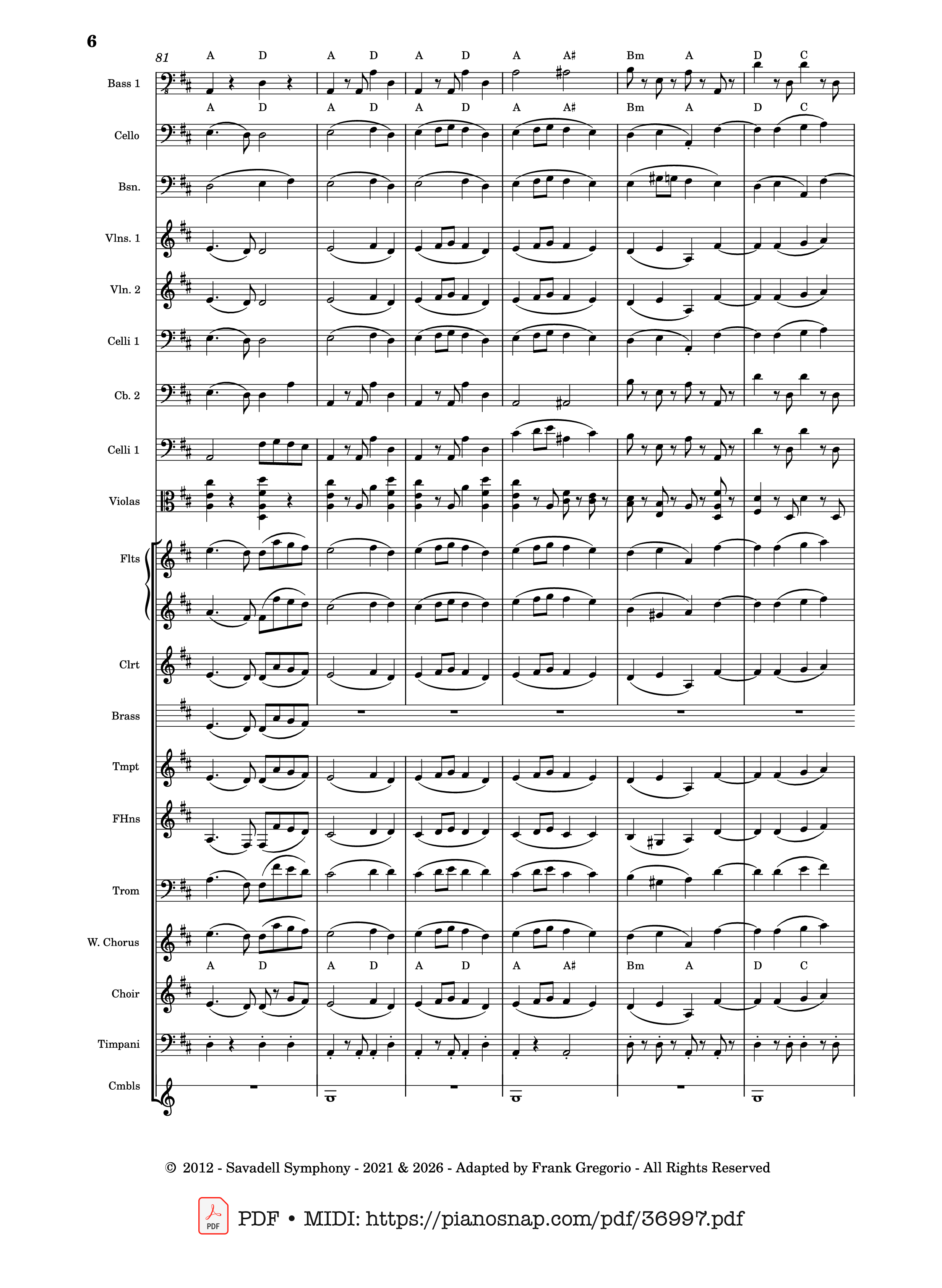 Page 6 of Sheet music PDF Symphony No.9 Ode to Joy, Flash Mob Rendition - Composed by L. Beethoven