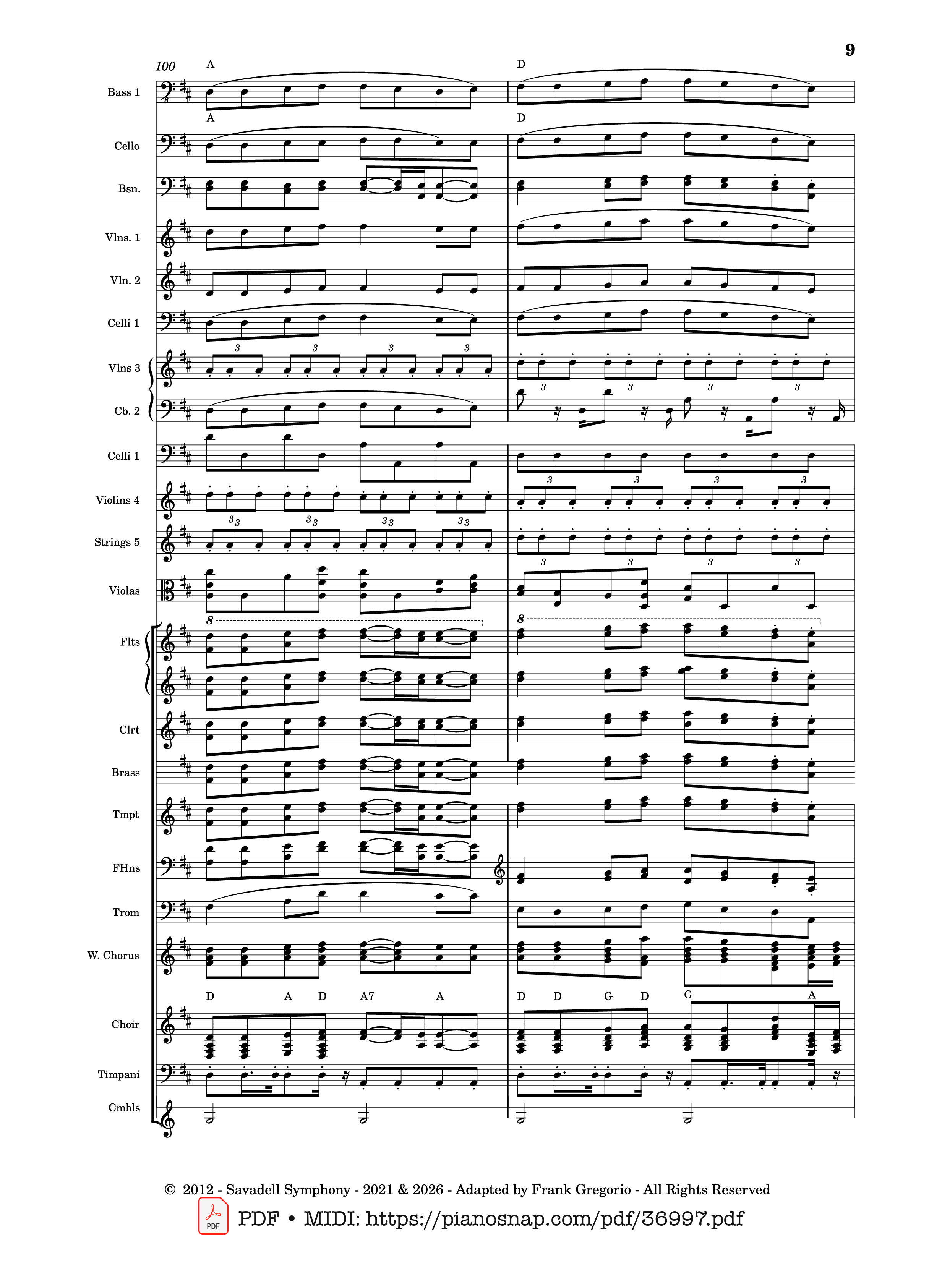 Page 9 of Sheet music PDF Symphony No.9 Ode to Joy, Flash Mob Rendition - Composed by L. Beethoven