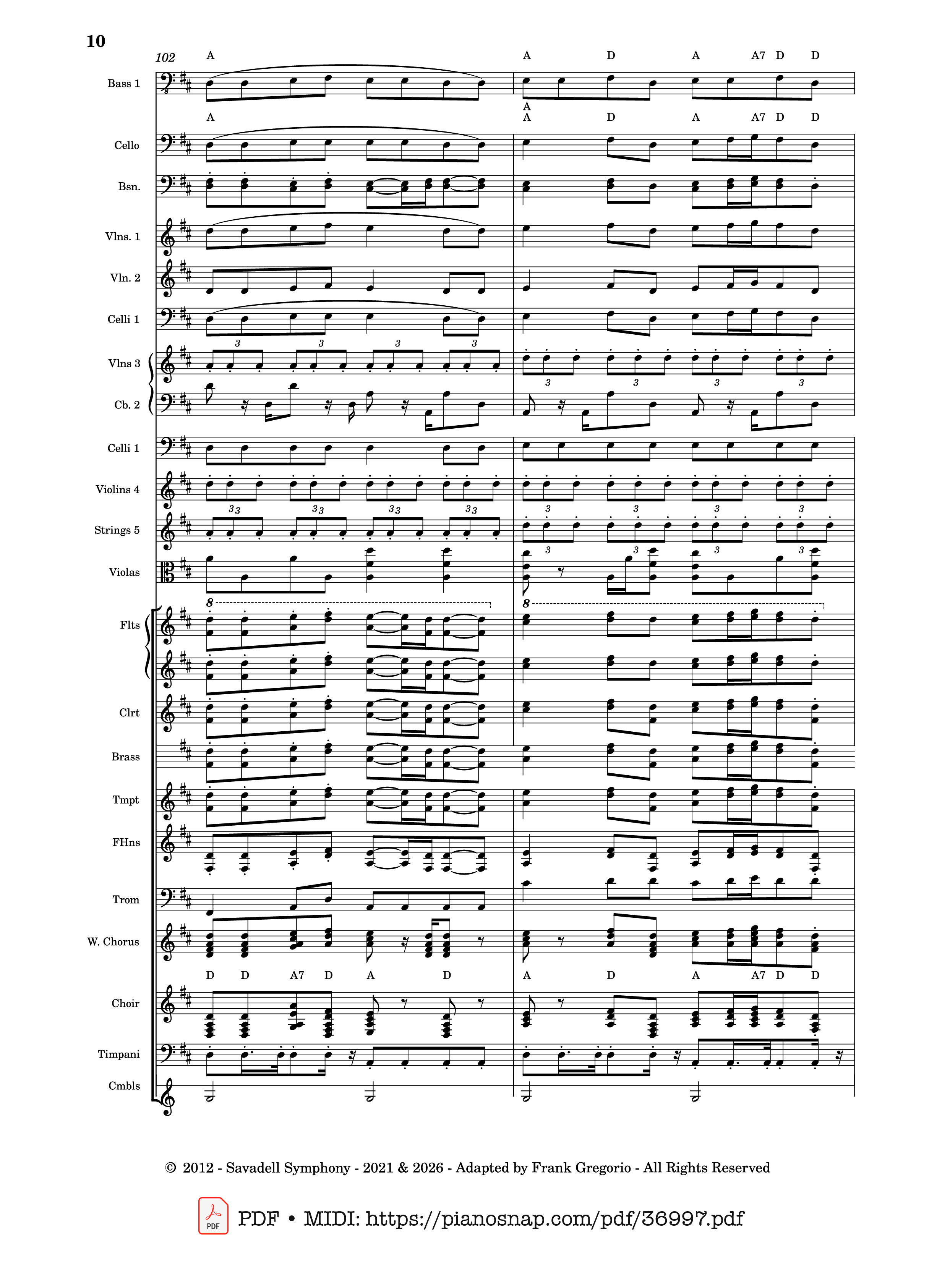 Page 10 of Sheet music PDF Symphony No.9 Ode to Joy, Flash Mob Rendition - Composed by L. Beethoven