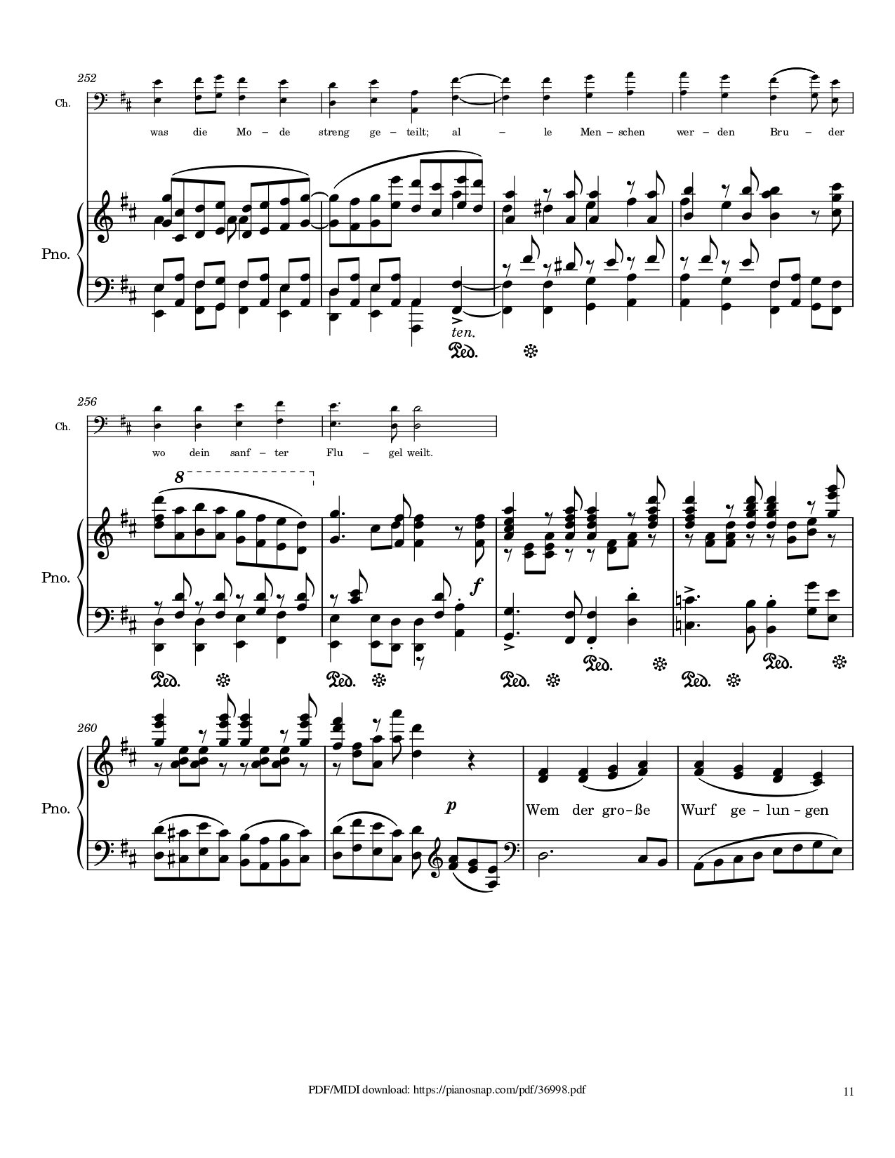 Page 11 of Sheet music PDF Piano Symphony no.9, 4th Movement, Ode to Joy Piano - Ludwig van Beethoven