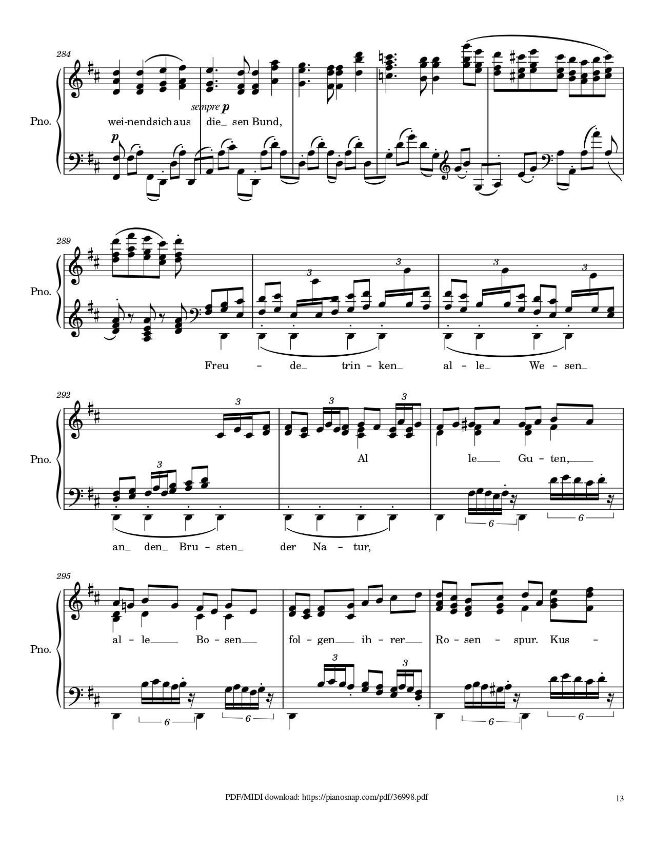 Page 13 of Sheet music PDF Piano Symphony no.9, 4th Movement, Ode to Joy Piano - Ludwig van Beethoven