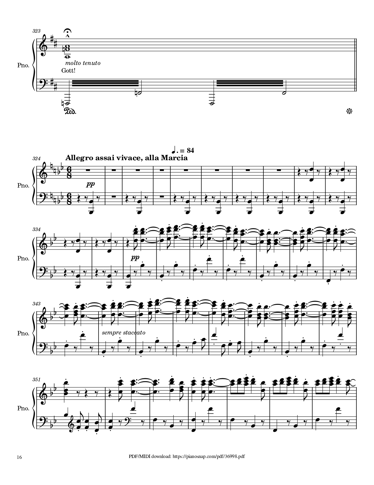 Page 16 of Sheet music PDF Piano Symphony no.9, 4th Movement, Ode to Joy Piano - Ludwig van Beethoven