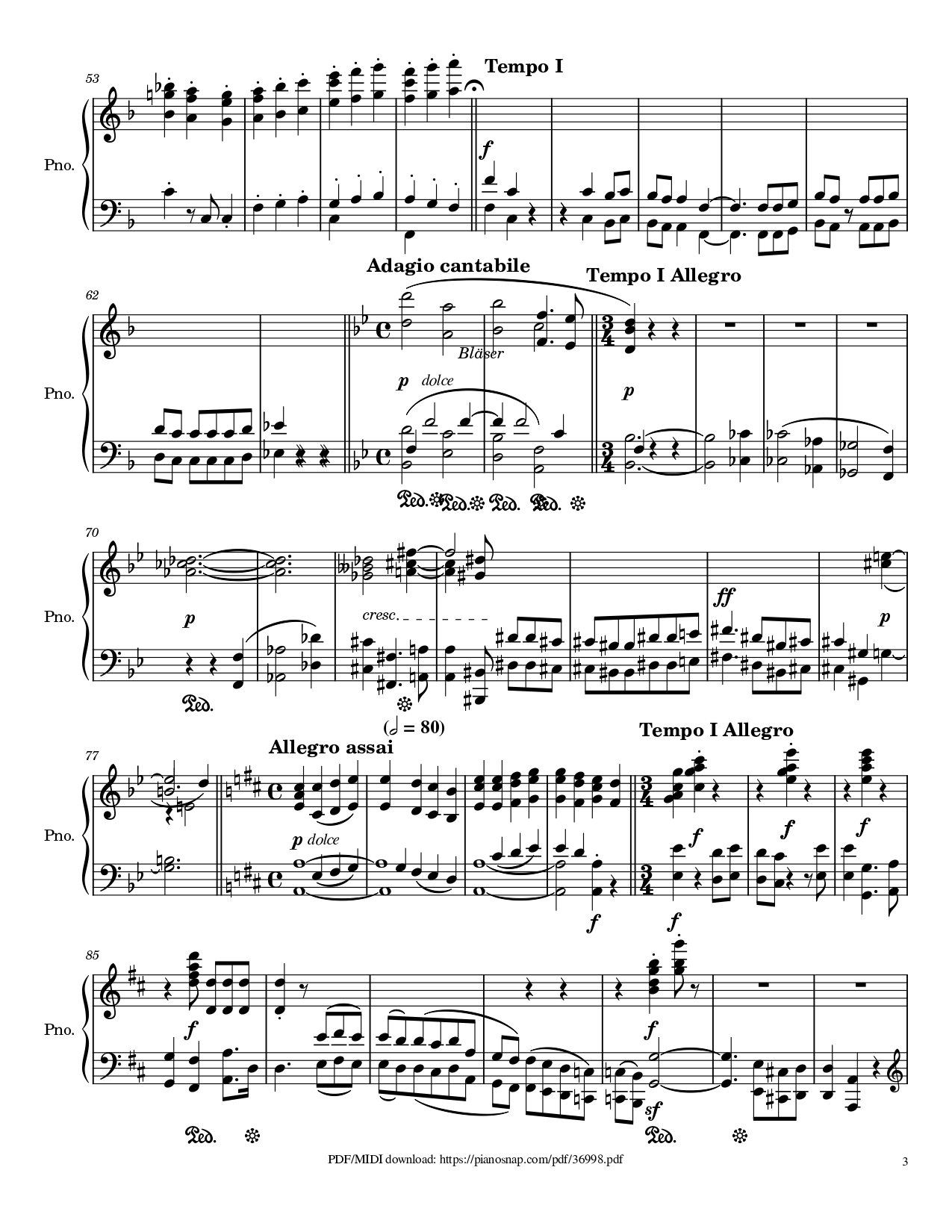 Page 3 of Sheet music PDF Piano Symphony no.9, 4th Movement, Ode to Joy Piano - Ludwig van Beethoven