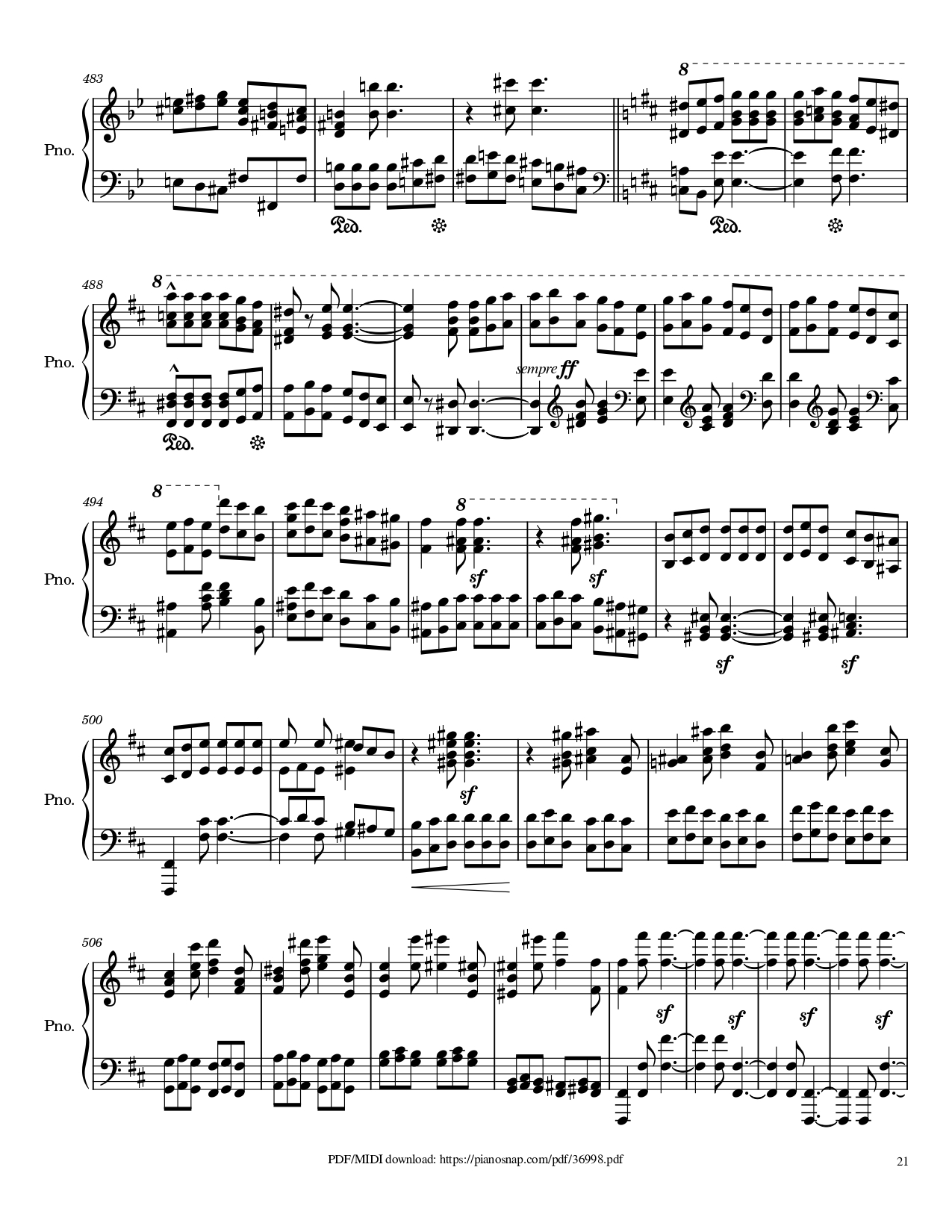 Page 21 of Sheet music PDF Piano Symphony no.9, 4th Movement, Ode to Joy Piano - Ludwig van Beethoven