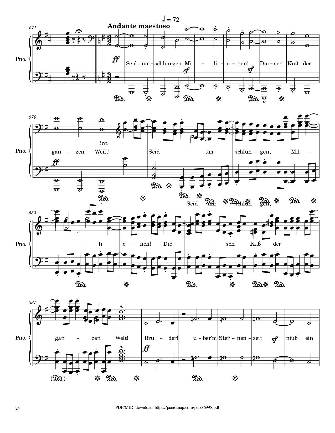 Page 24 of Sheet music PDF Piano Symphony no.9, 4th Movement, Ode to Joy Piano - Ludwig van Beethoven