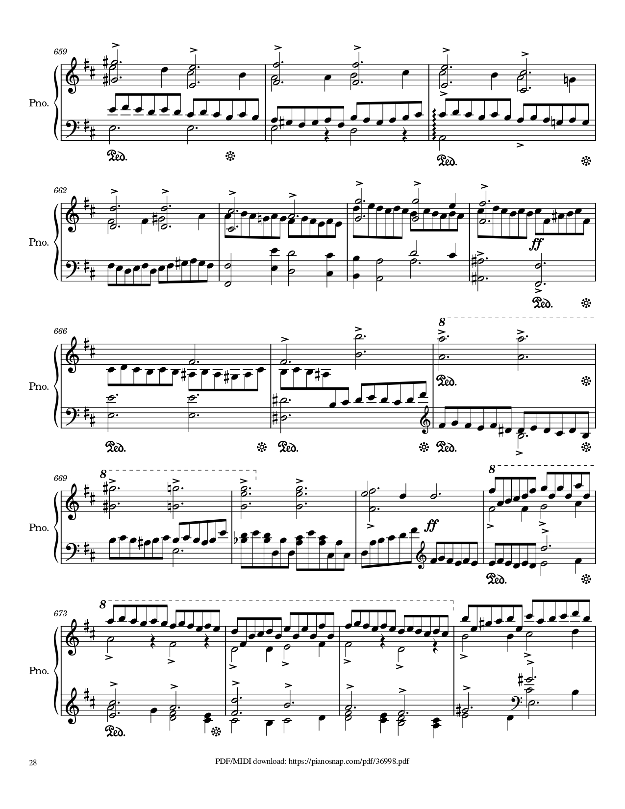Page 28 of Sheet music PDF Piano Symphony no.9, 4th Movement, Ode to Joy Piano - Ludwig van Beethoven