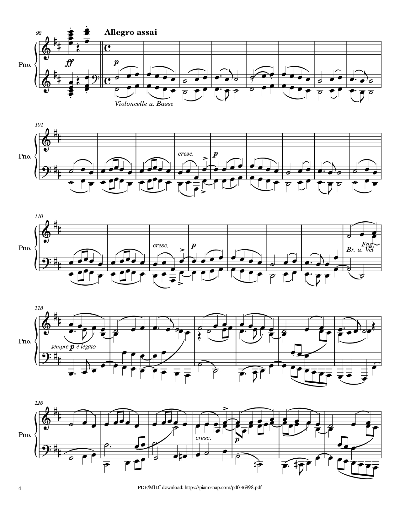 Page 4 of Sheet music PDF Piano Symphony no.9, 4th Movement, Ode to Joy Piano - Ludwig van Beethoven