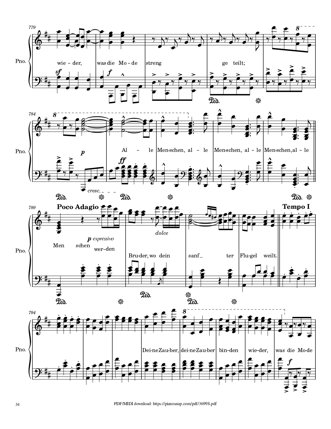 Page 34 of Sheet music PDF Piano Symphony no.9, 4th Movement, Ode to Joy Piano - Ludwig van Beethoven