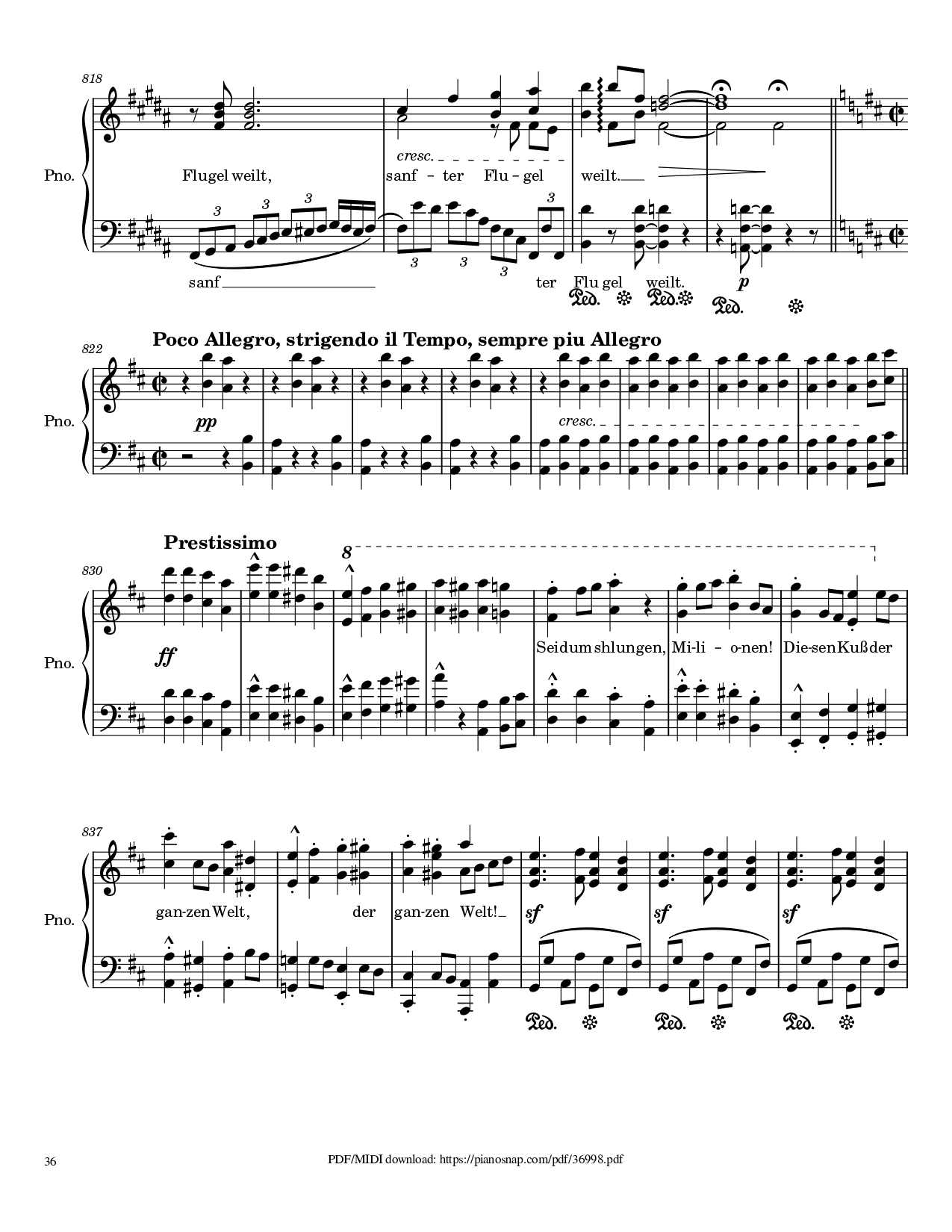 Page 36 of Sheet music PDF Piano Symphony no.9, 4th Movement, Ode to Joy Piano - Ludwig van Beethoven