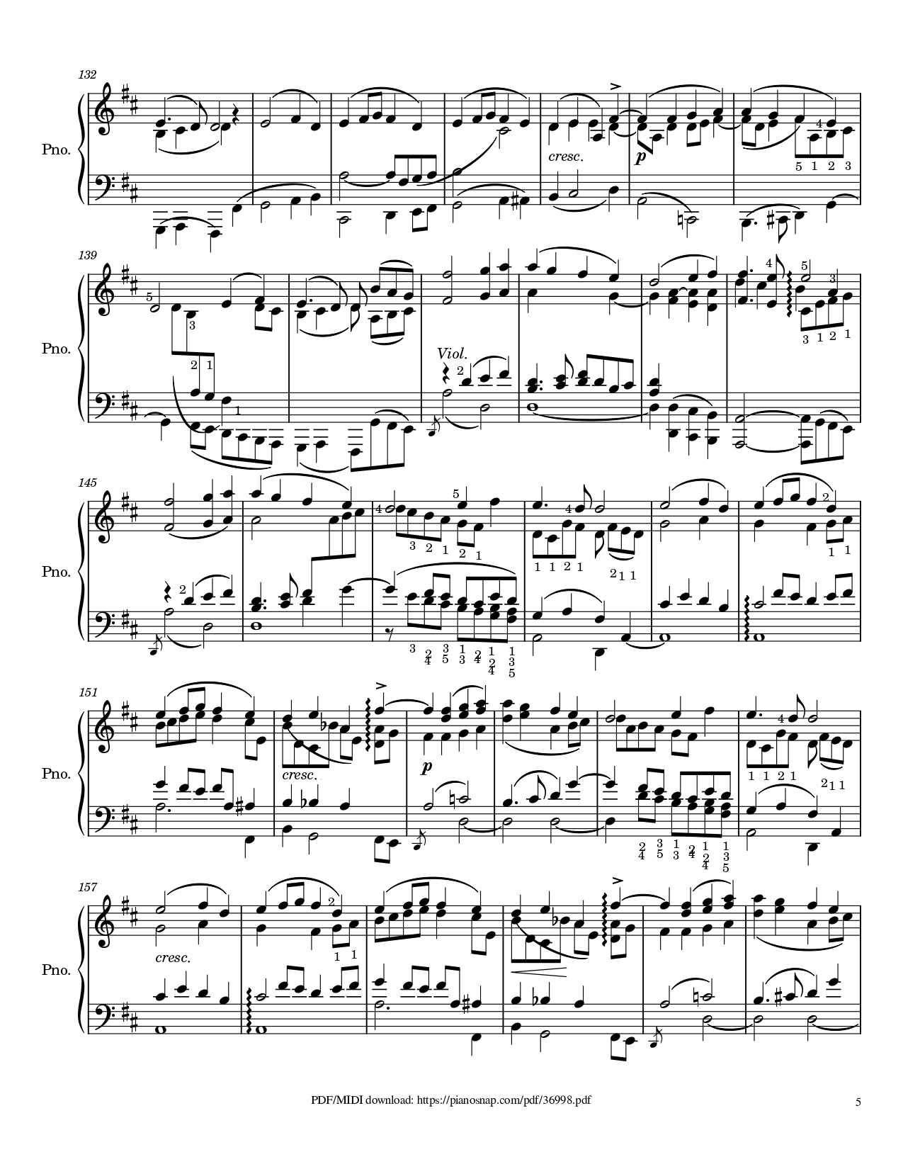Page 5 of Sheet music PDF Piano Symphony no.9, 4th Movement, Ode to Joy Piano - Ludwig van Beethoven
