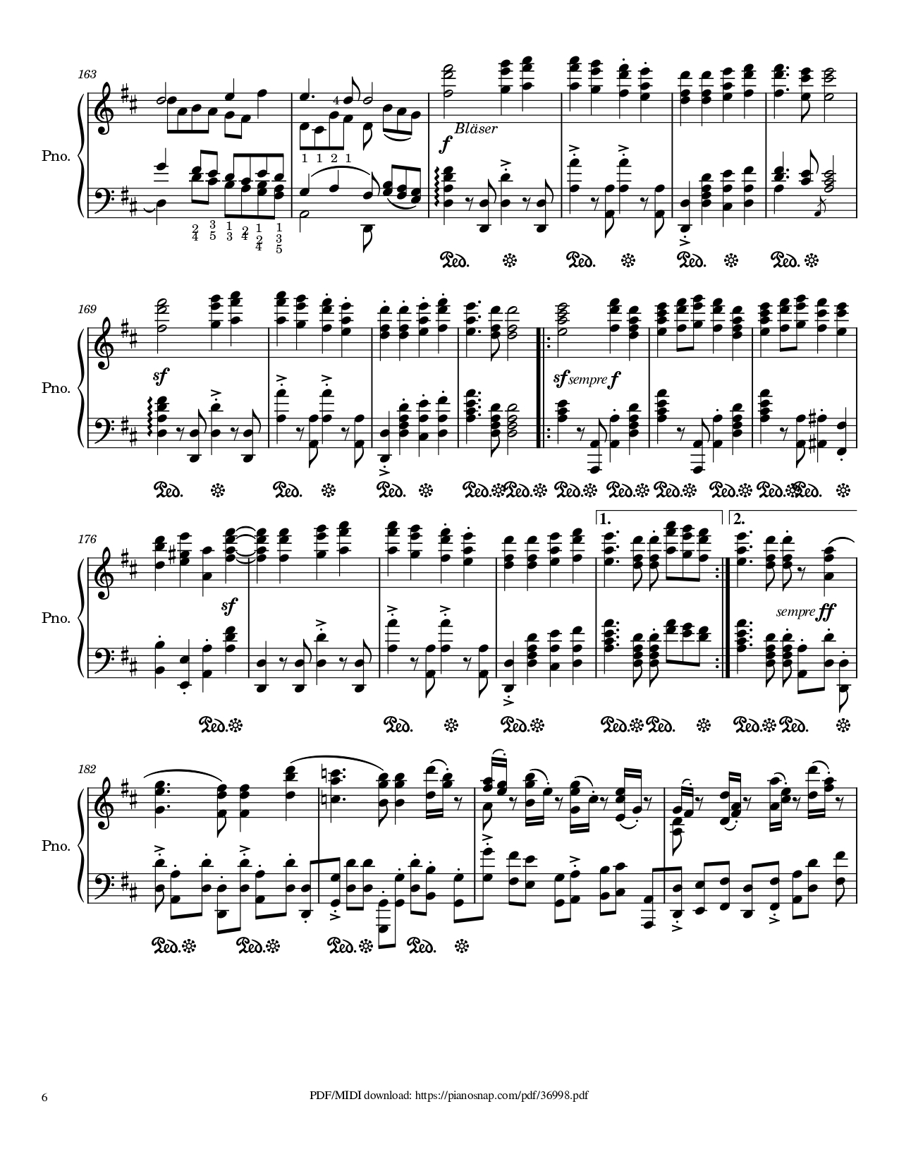Page 6 of Sheet music PDF Piano Symphony no.9, 4th Movement, Ode to Joy Piano - Ludwig van Beethoven