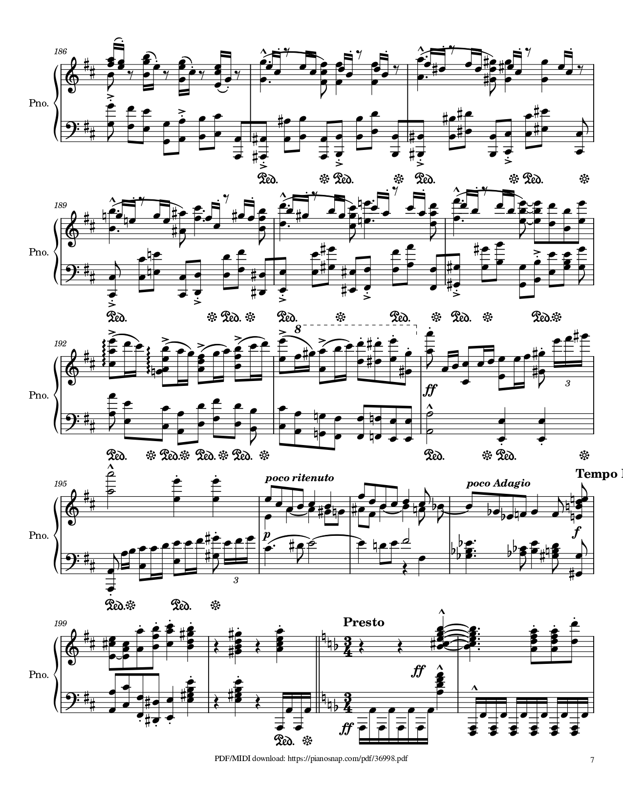 Page 7 of Sheet music PDF Piano Symphony no.9, 4th Movement, Ode to Joy Piano - Ludwig van Beethoven