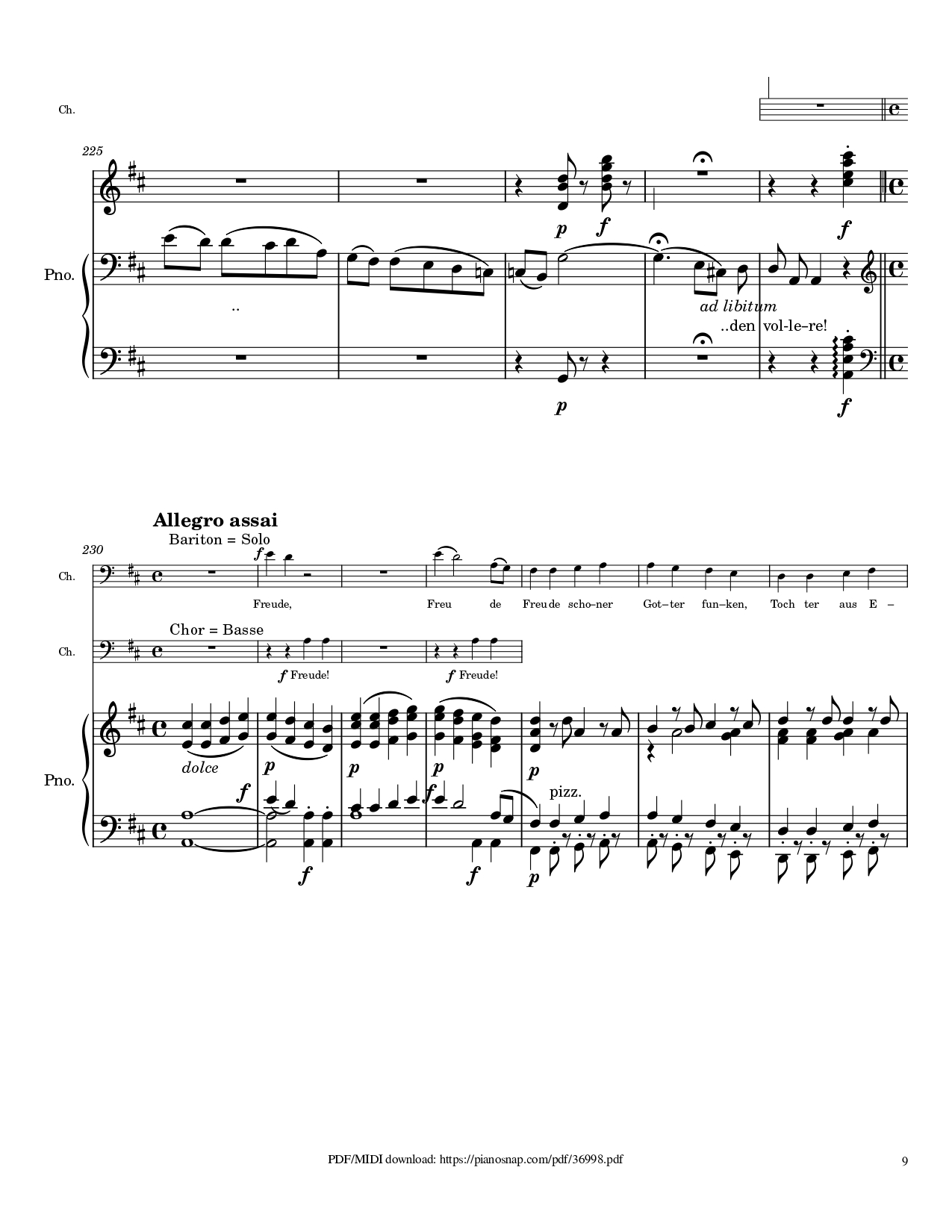 Page 9 of Sheet music PDF Piano Symphony no.9, 4th Movement, Ode to Joy Piano - Ludwig van Beethoven