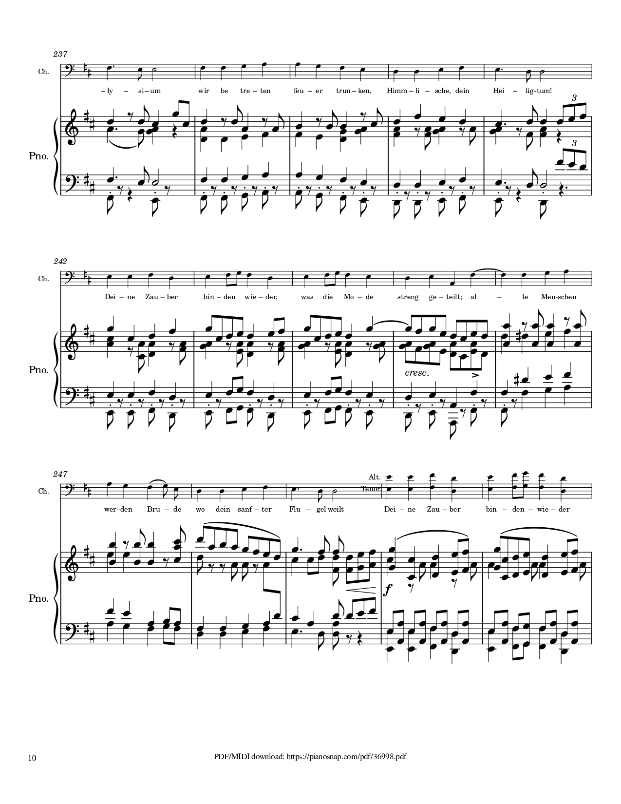 Page 10 of Sheet music PDF Piano Symphony no.9, 4th Movement, Ode to Joy Piano - Ludwig van Beethoven