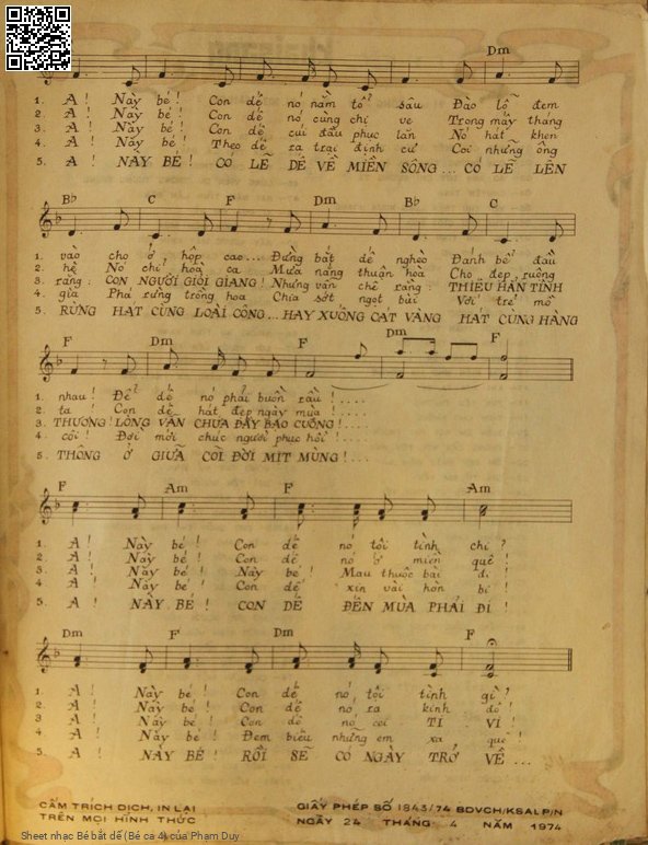 Page 3 of Sheet music PDF Bé bắt dế (Bé ca 4) - Phạm Duy