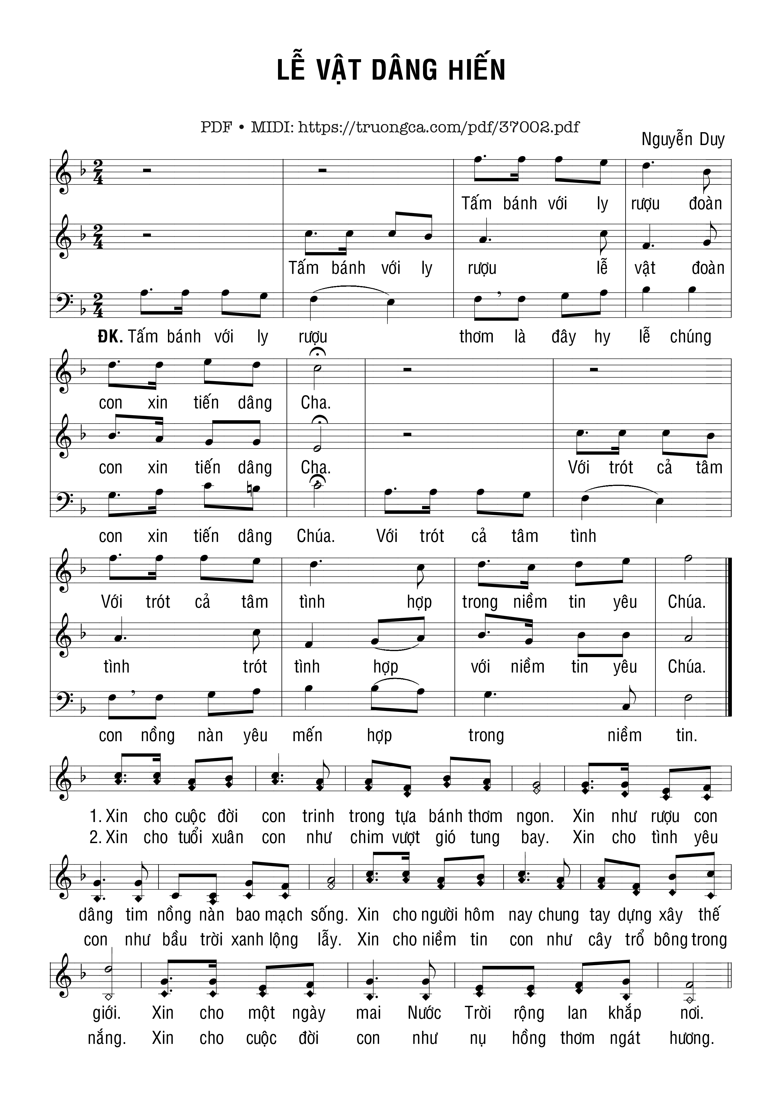 Page 1 of Sheet music PDF Lễ Vật Dâng Hiến - Nguyễn Duy