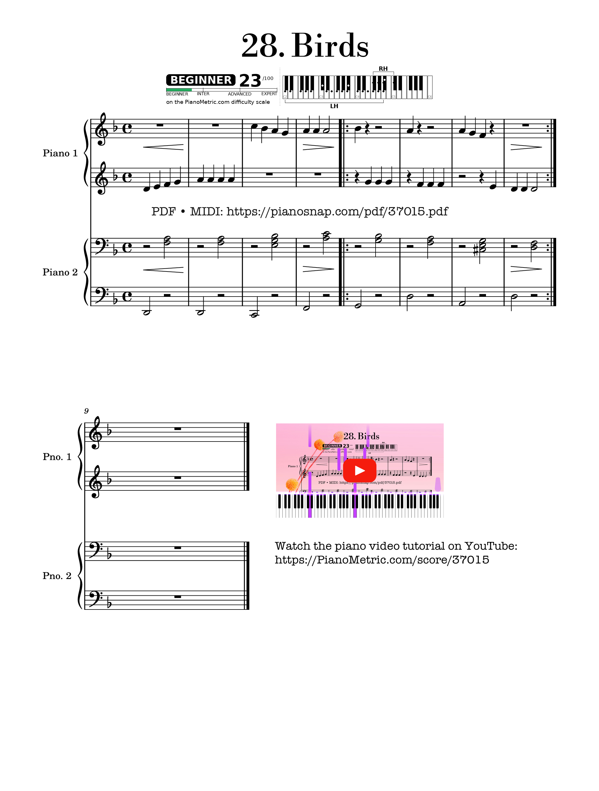Page 1 of Sheet music PDF Piano Birds Nikolaev