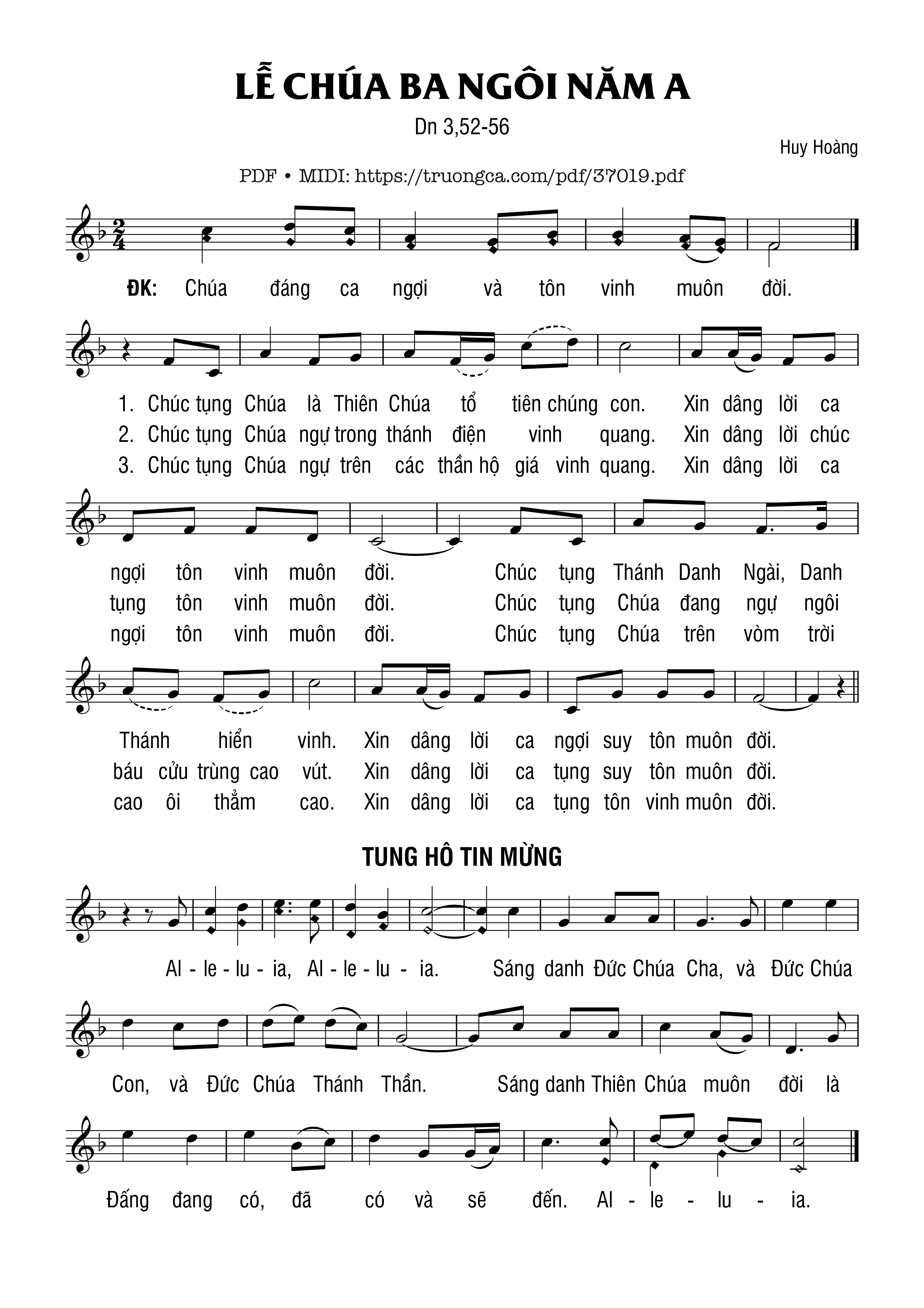 Page 1 of Sheet music PDF Lễ Chúa Ba Ngôi Năm A (Dn. 3) - Huy Hoàng