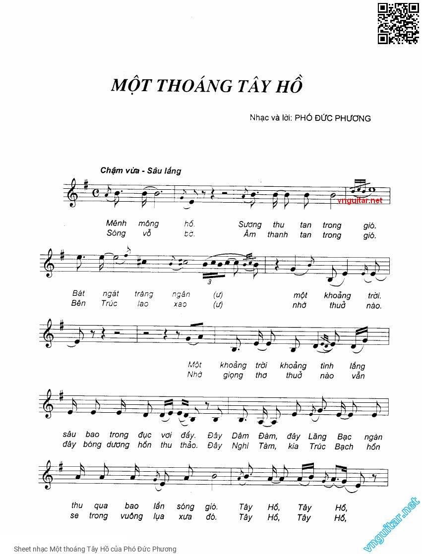 Sheet PDF of Một thoáng Tây Hồ