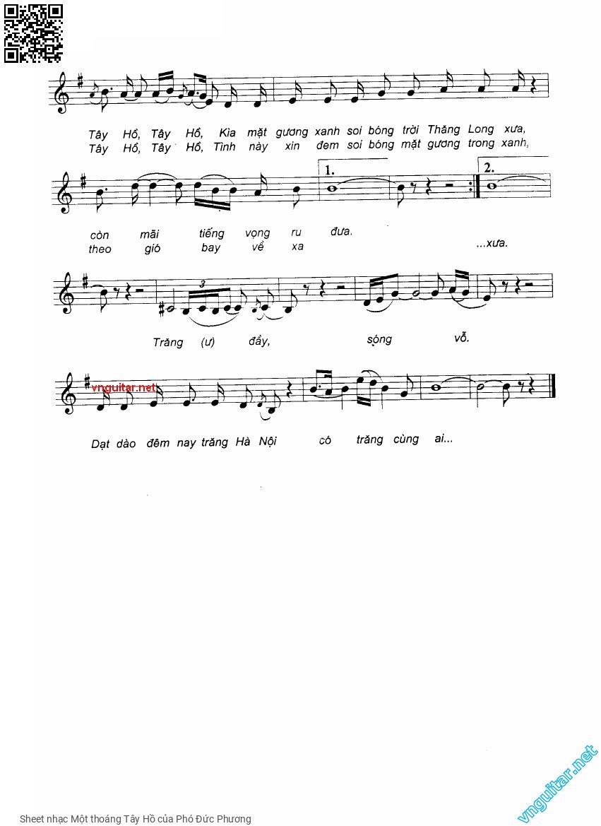 Page 2 of Sheet music PDF Một thoáng Tây Hồ - Phó Đức Phương