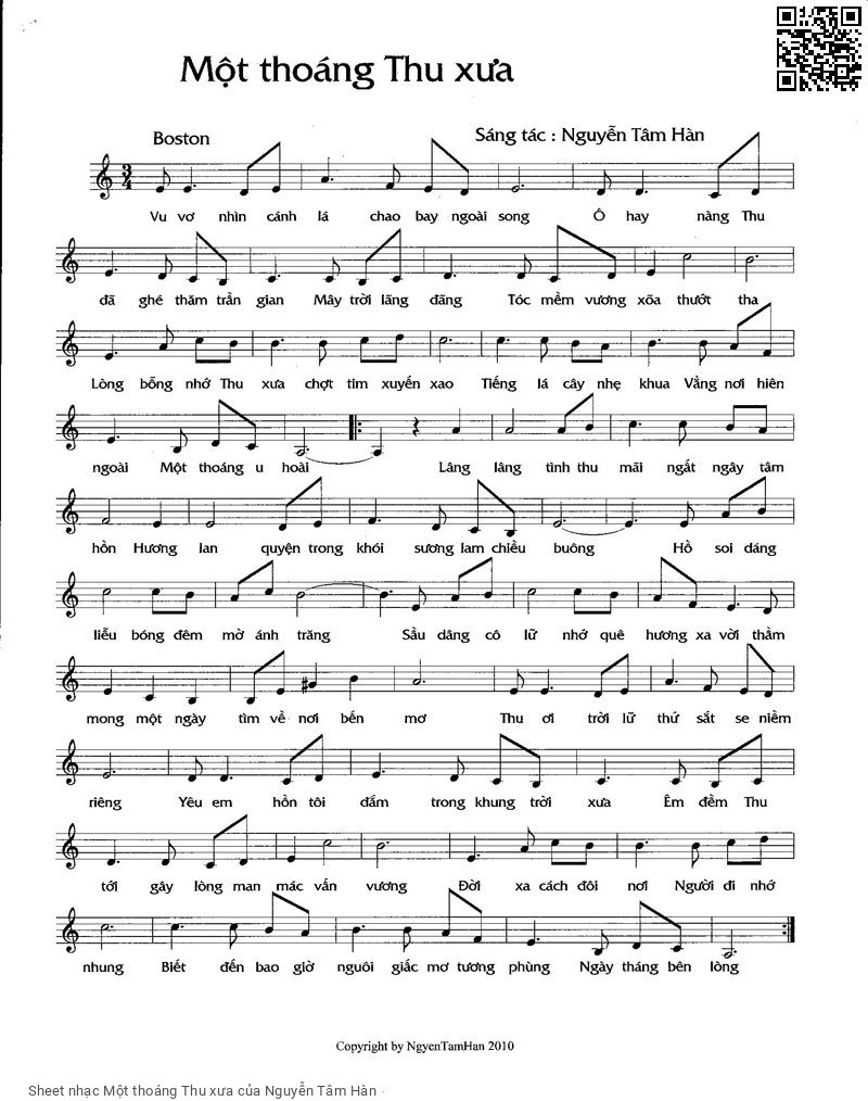 Sheet PDF of Một thoáng Thu xưa