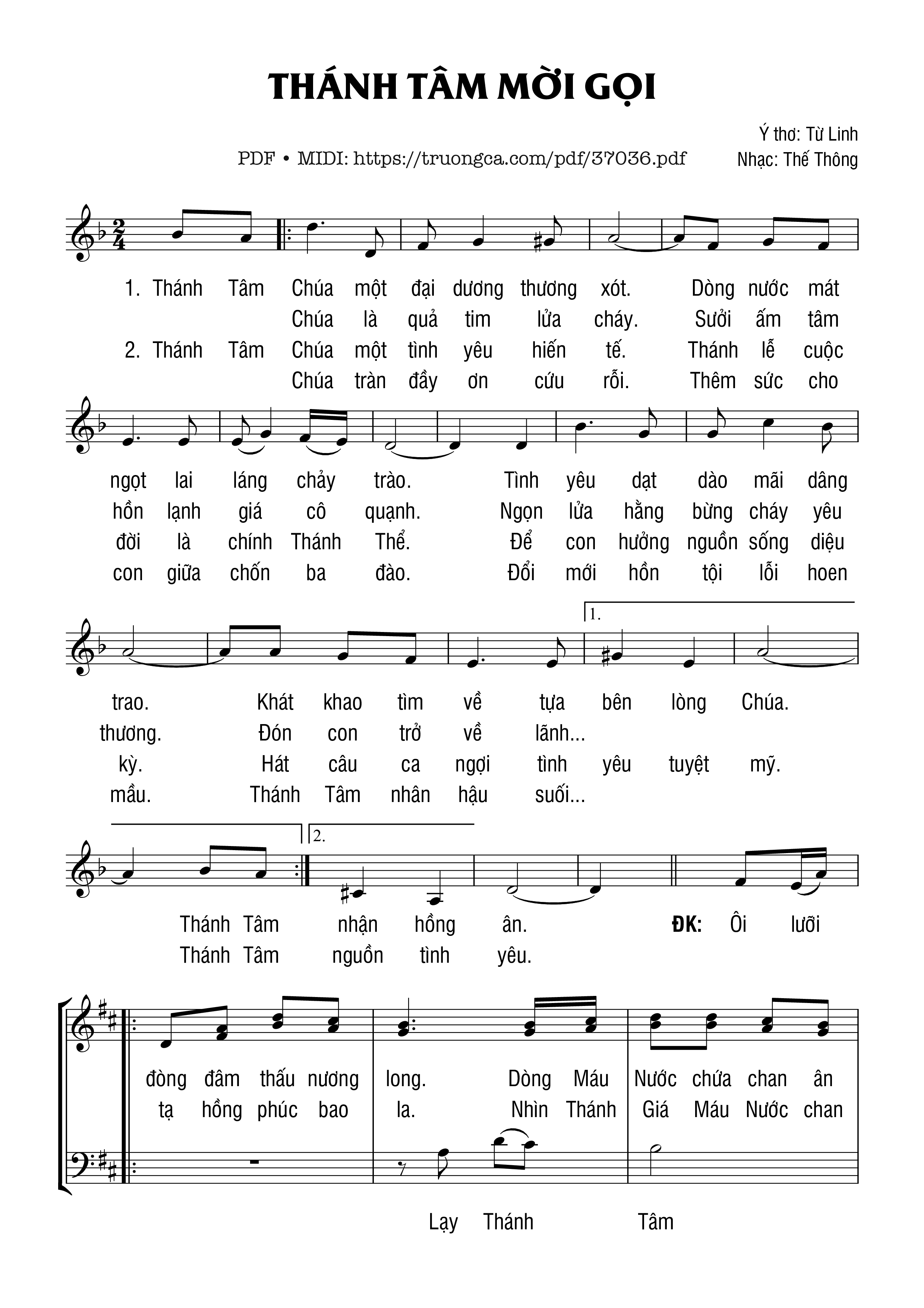 Page 1 of Sheet music PDF Thánh Tâm Mời Gọi - Thế Thông