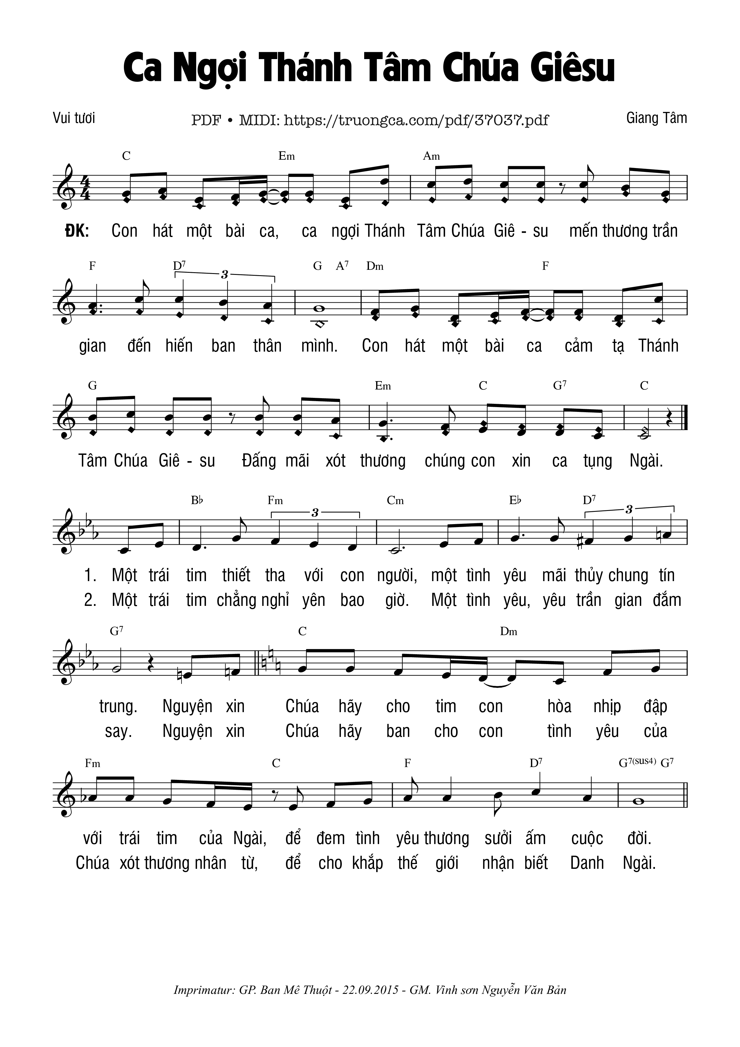 Page 1 of Sheet music PDF Ca Ngợi Thánh Tâm Chúa Giêsu - Giang Tâm