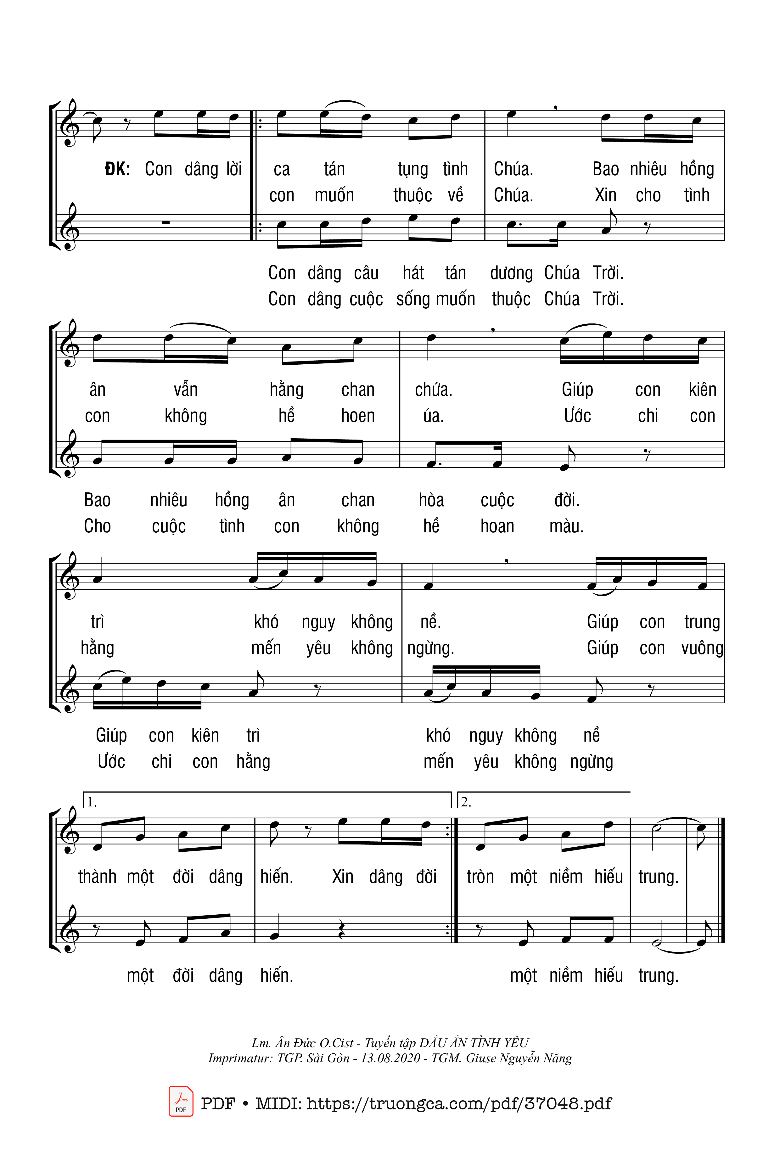 Page 2 of Sheet music PDF Đường Con Theo Chúa - Ân Đức
