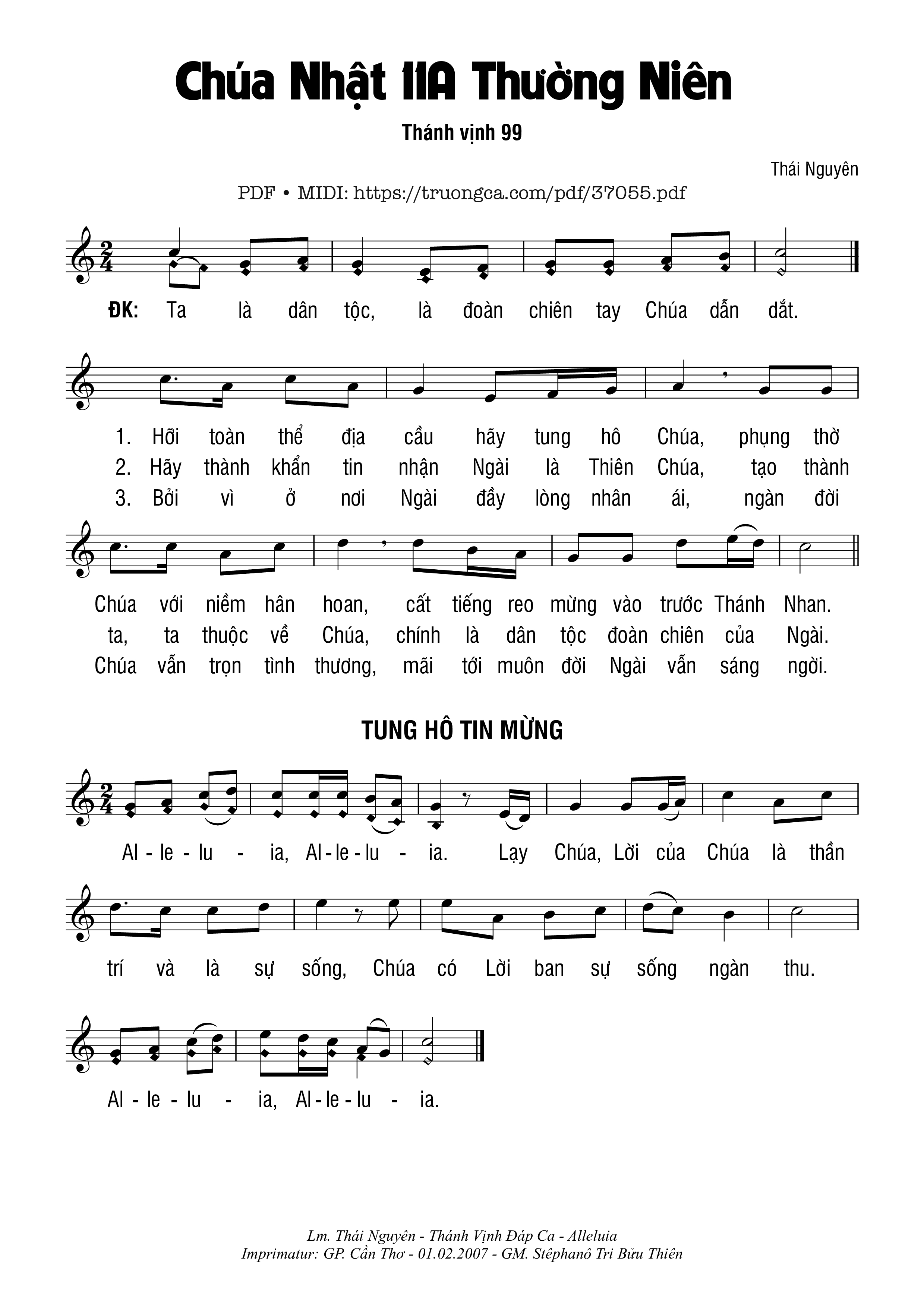 Page 1 of Sheet music PDF Thánh Vịnh 99, Chúa Nhật 11A Thường Niên - Thái Nguyên