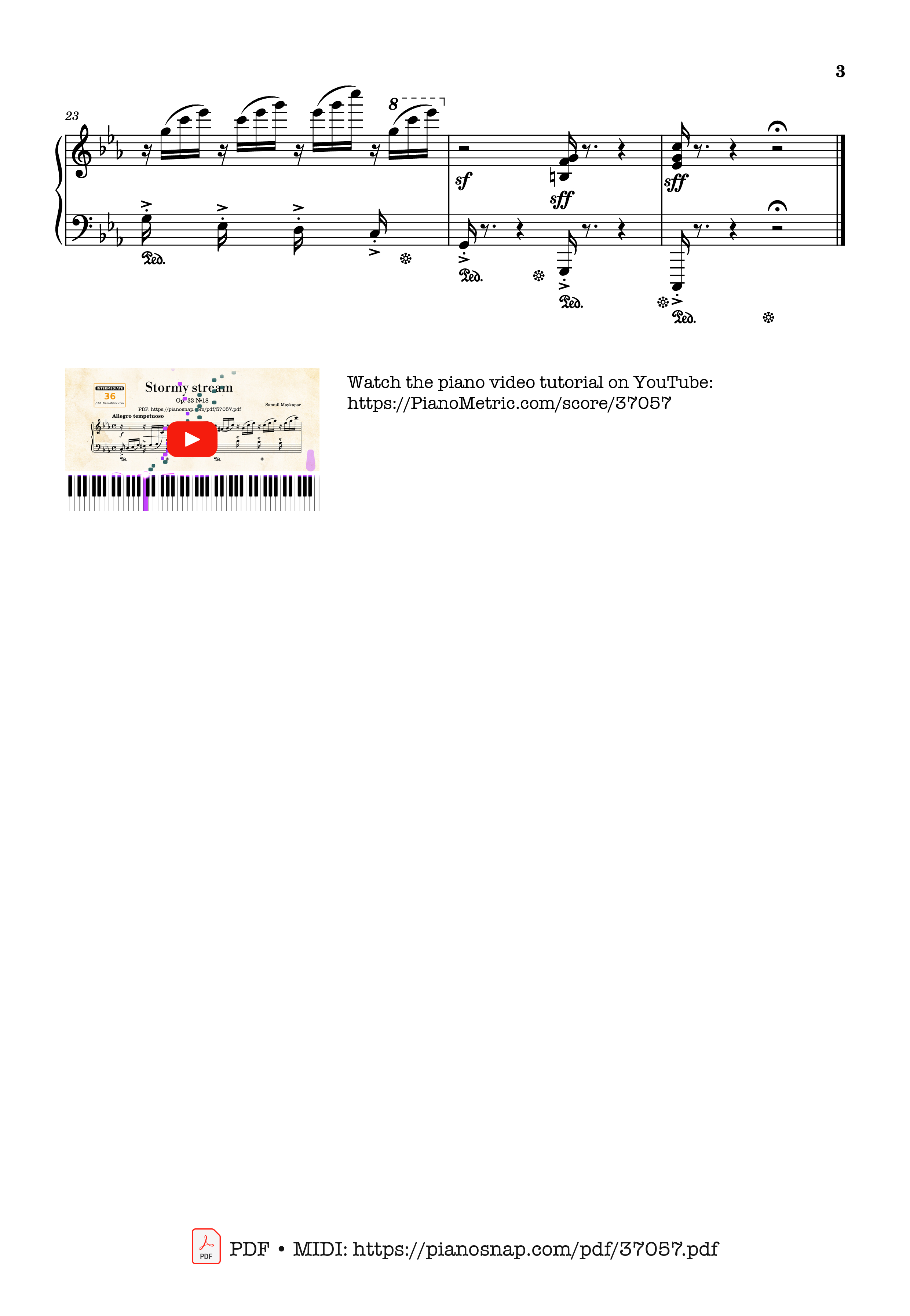 Page 3 of Sheet music PDF Etude Op. 33 No. 18 Stormy stream - Samuil Maykapar