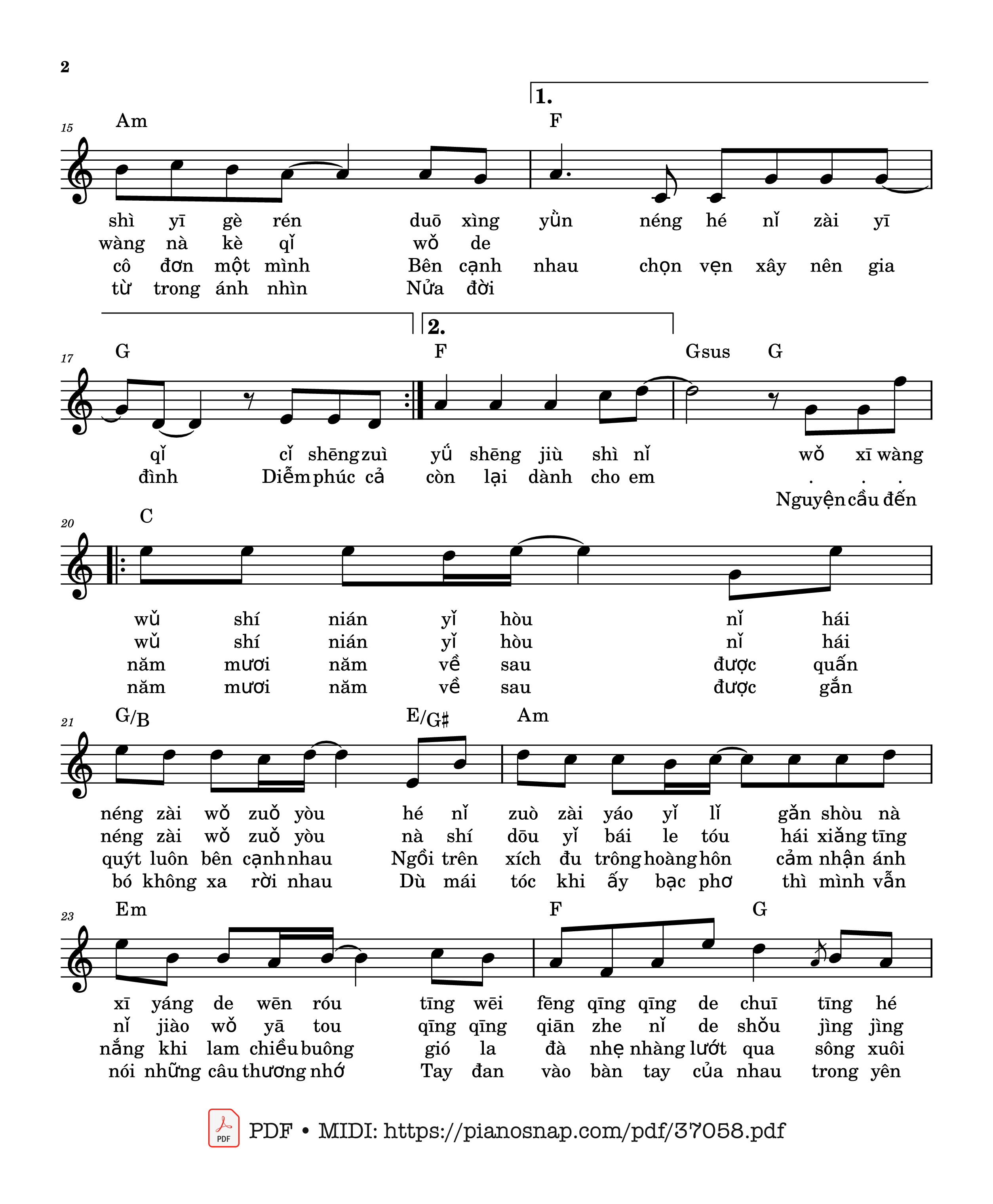 Page 2 of Sheet music PDF Piano Năm Mươi Năm Về Sau - lời việt - Ly Zhong Yi
