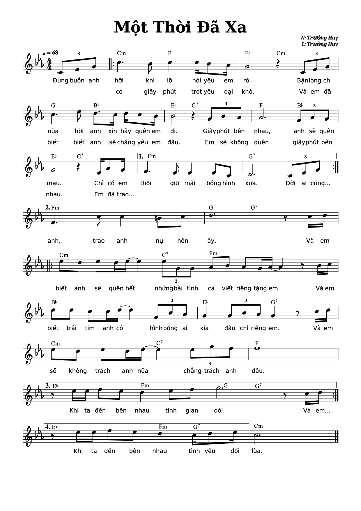 Sheet PDF of Một thời đã xa